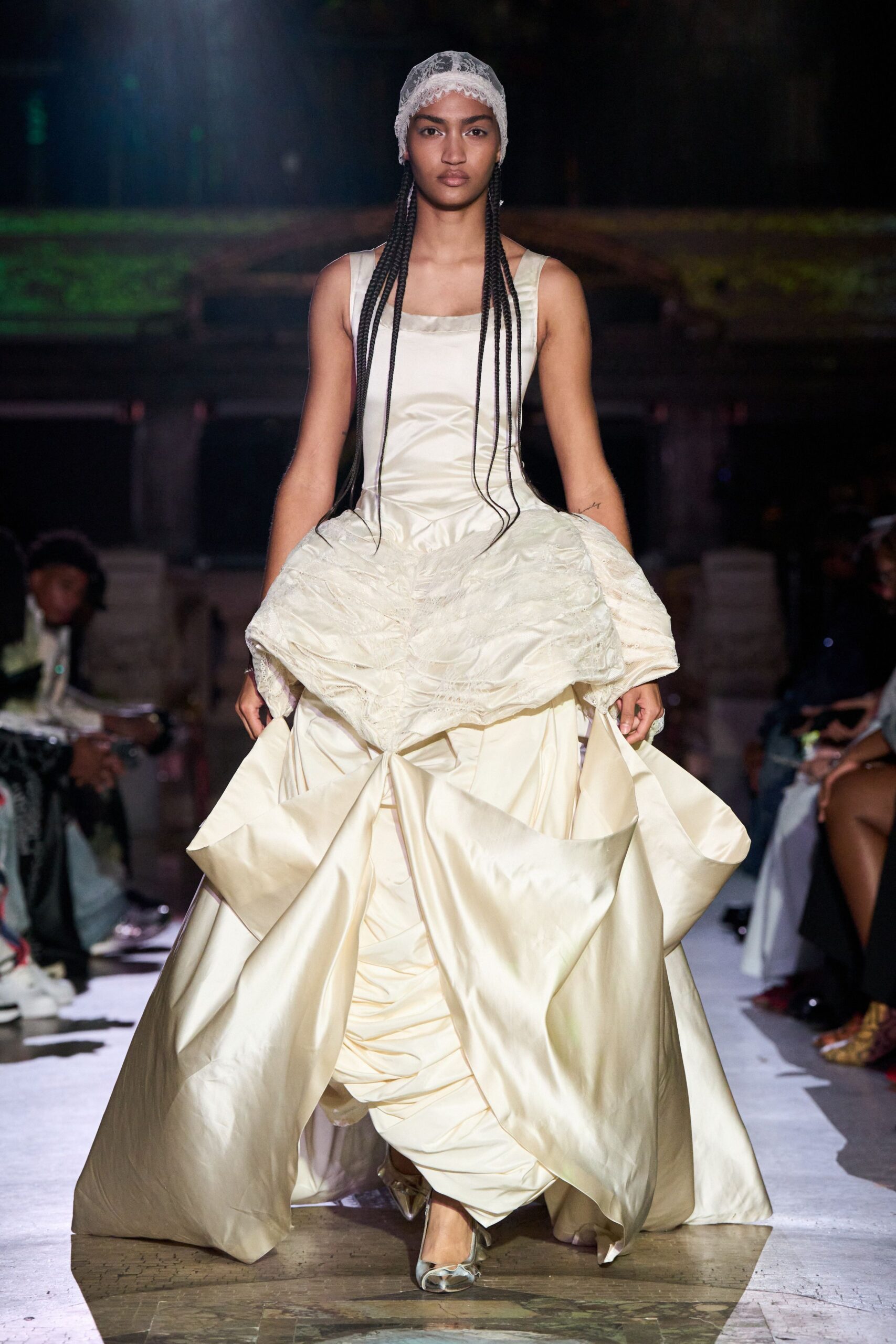 ivory silk sleeveless gown