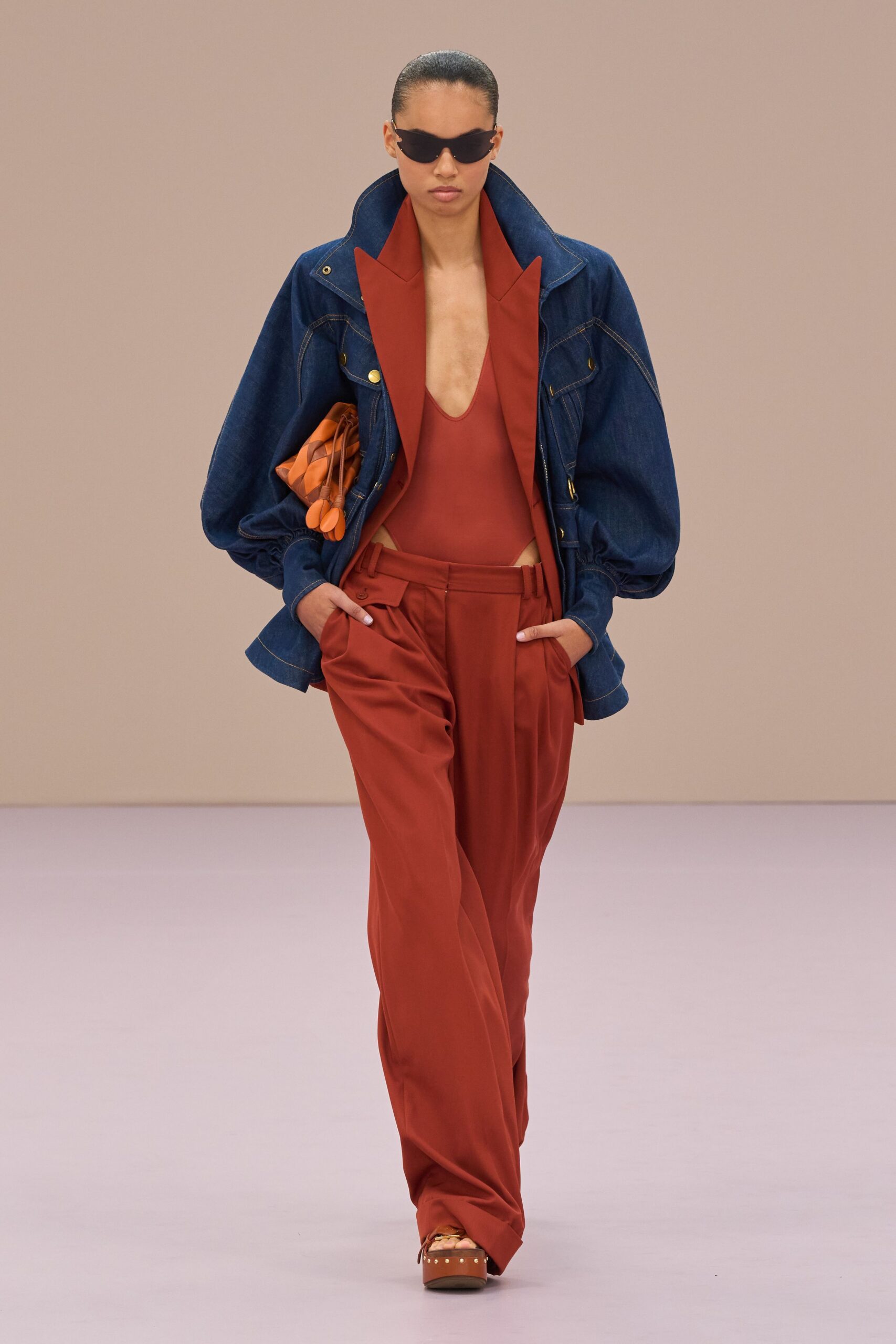 orange tailored pants