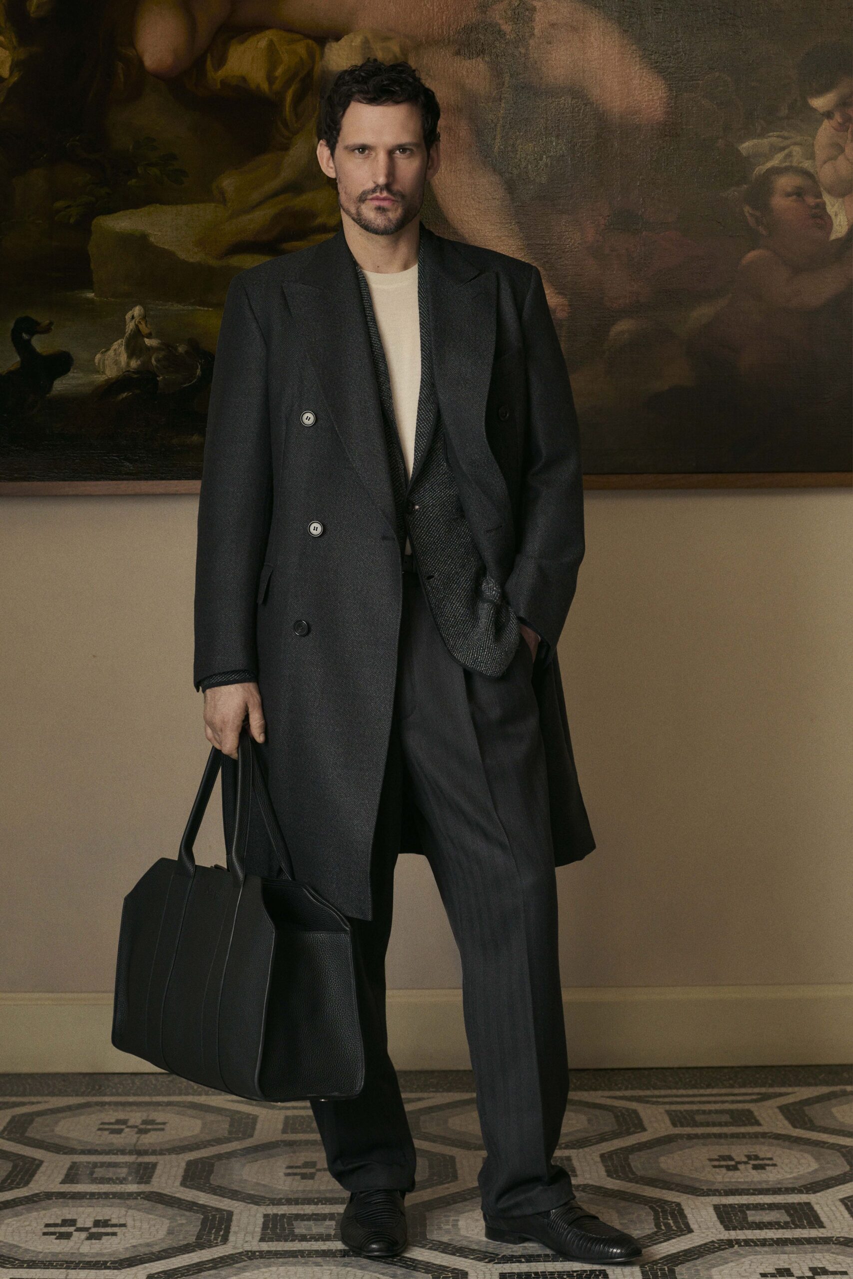 black wool coat and suit