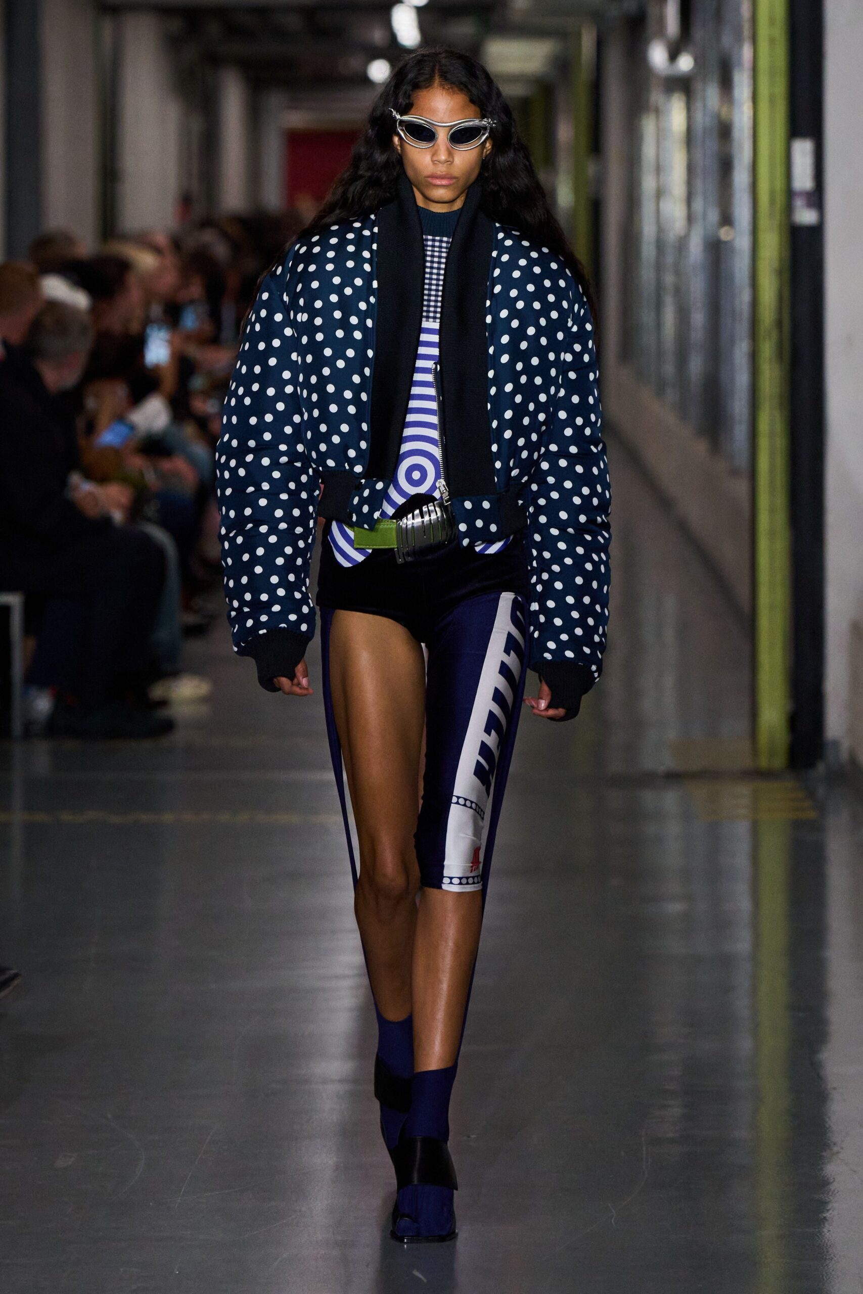 oversized polka-dot jacket with fitted top