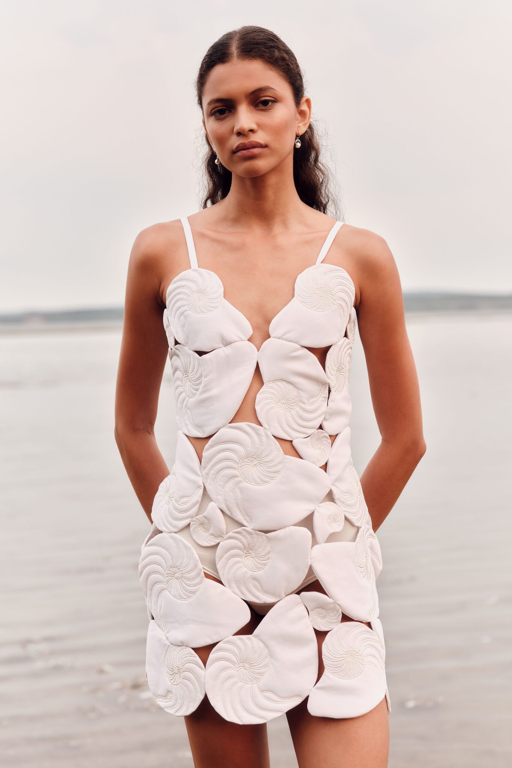 white embroidered mini dress