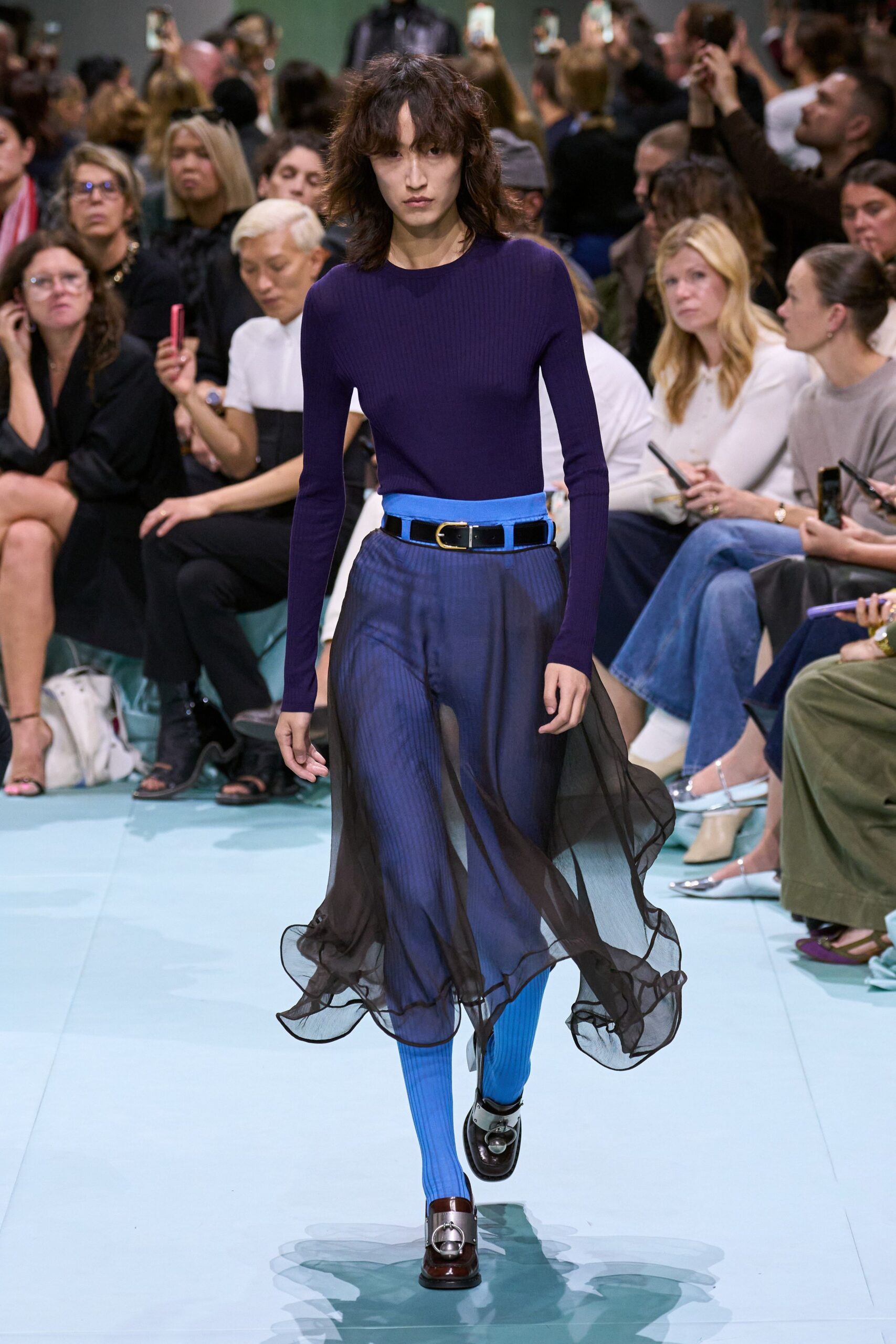 blue leather belt