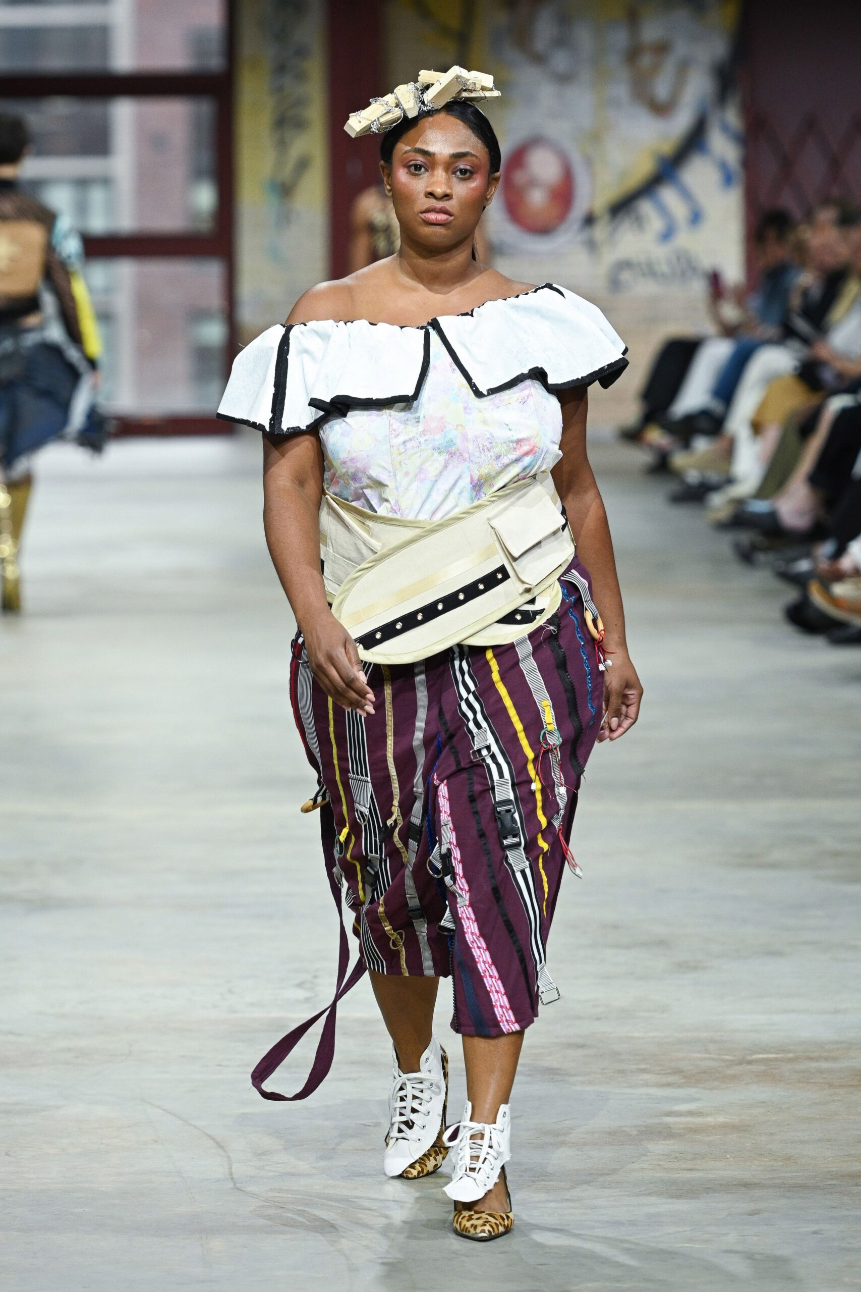 purple cotton relaxed pleated skirt