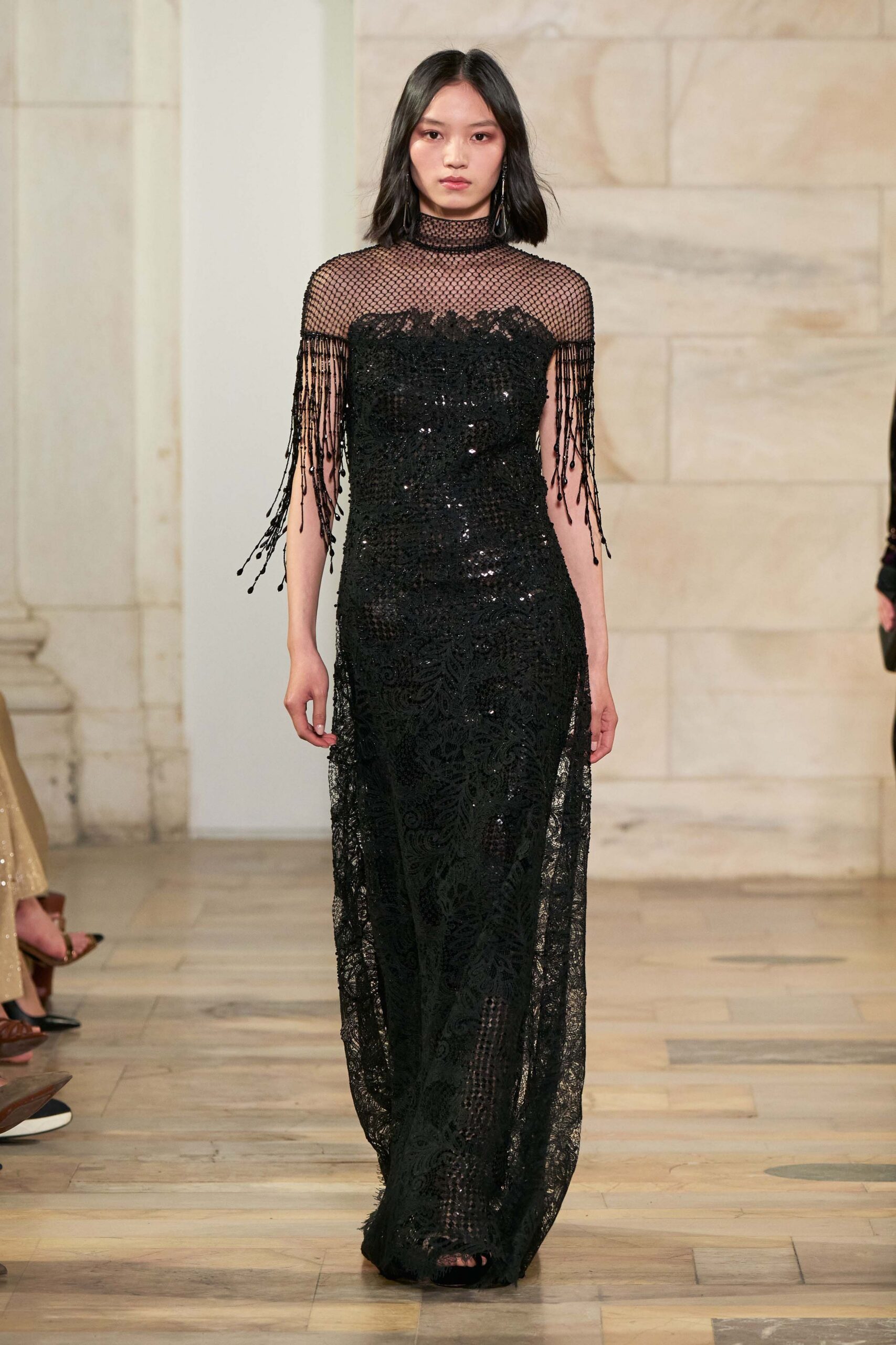black lace sequin gown