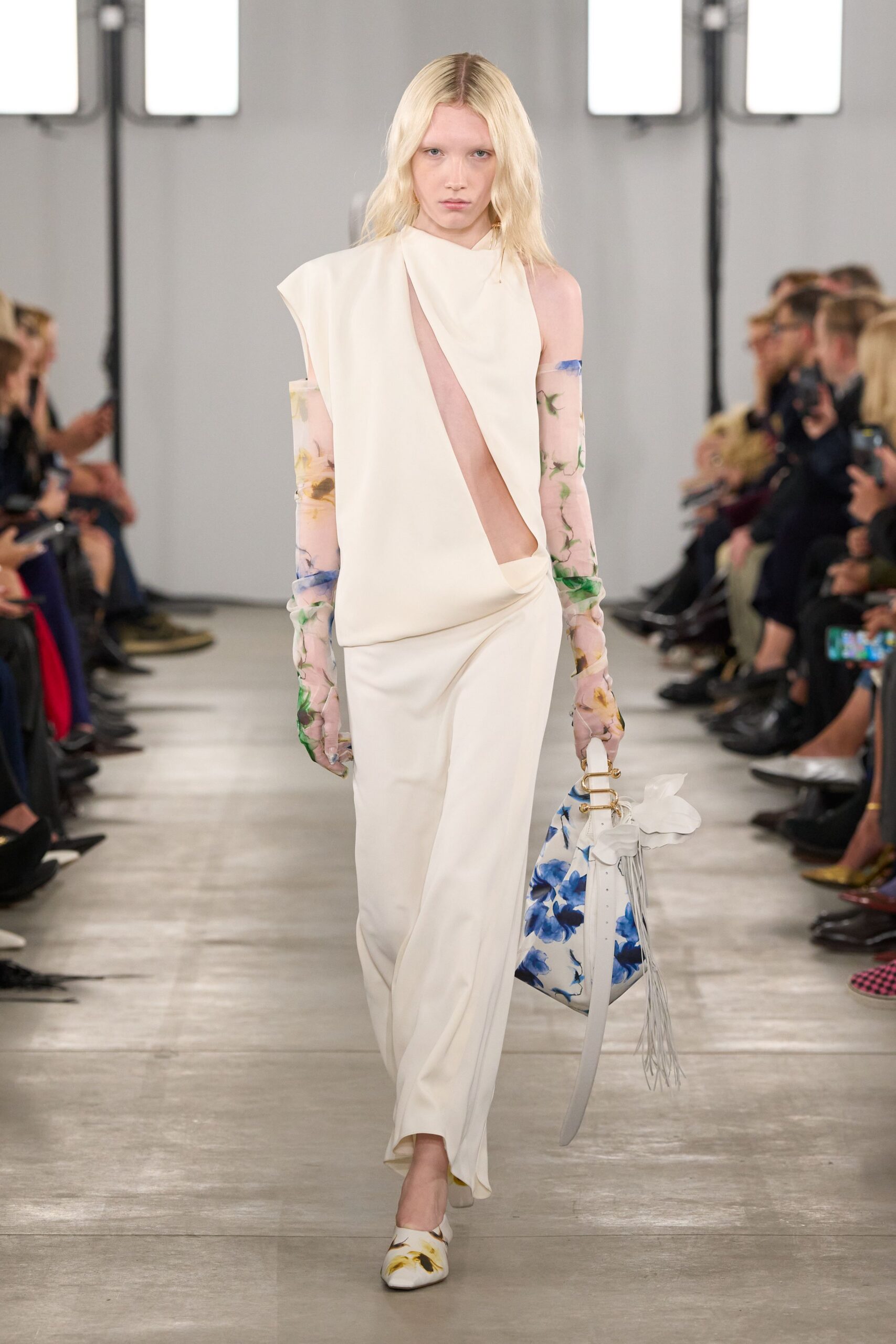 white fitted asymmetric dress