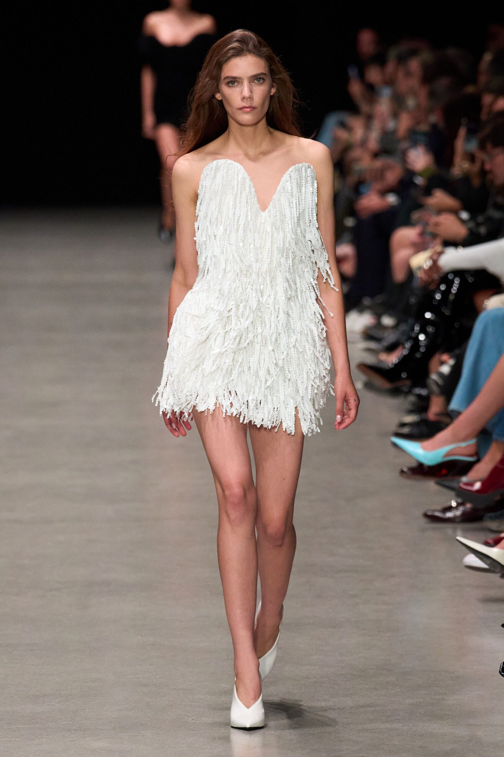 white fringed mini dress