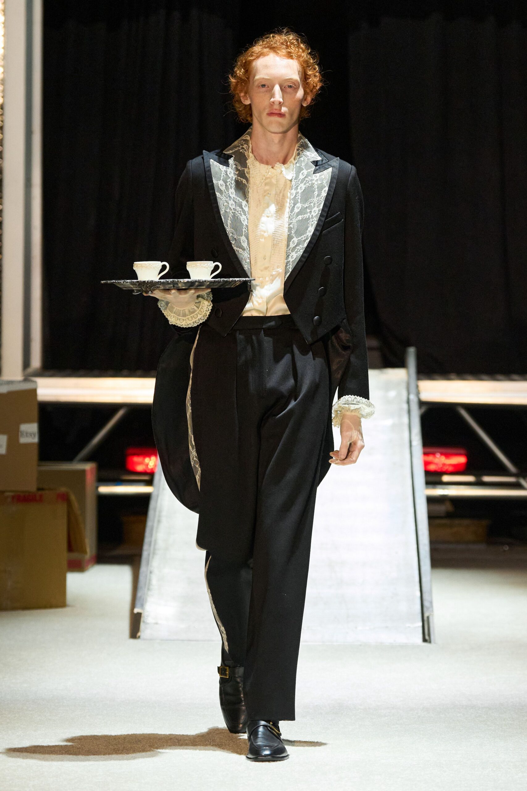 black tailored suit with shoes