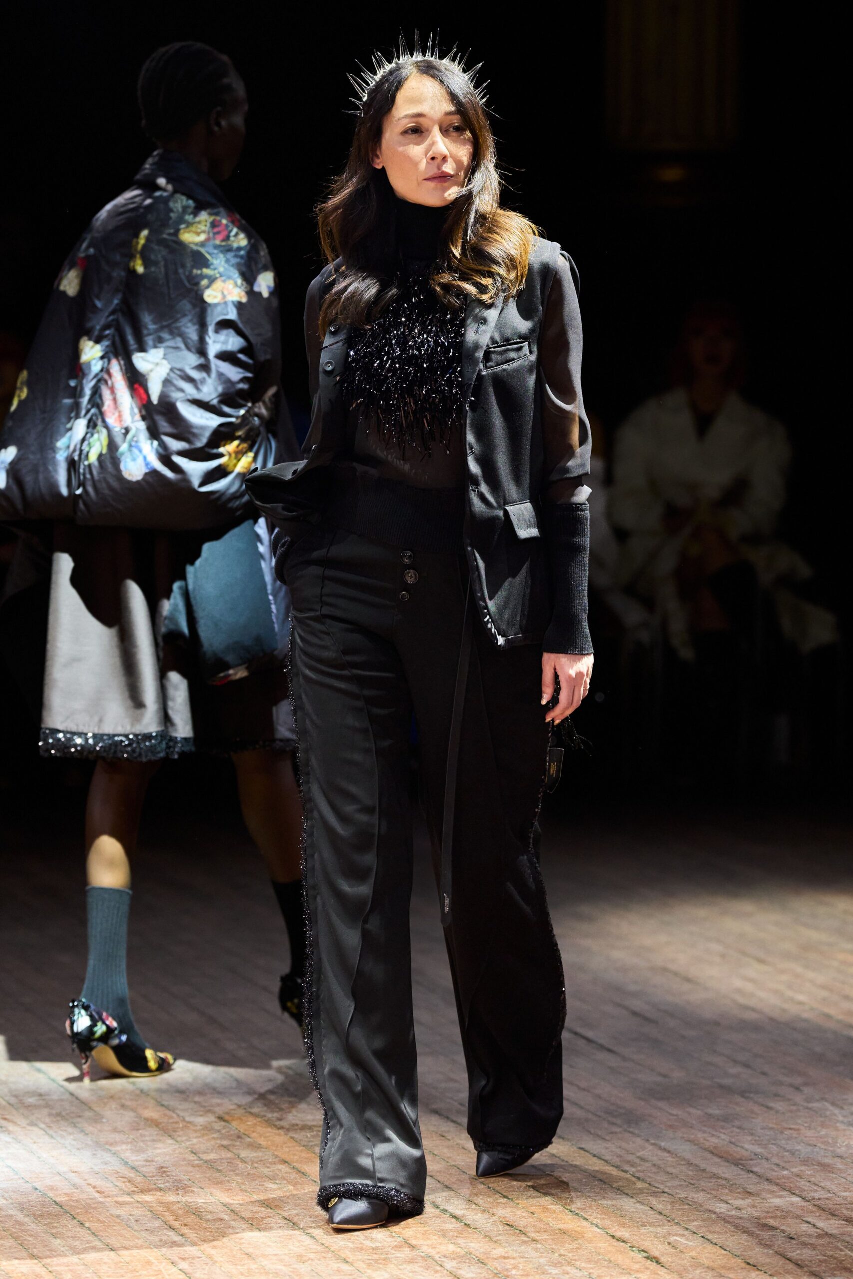 black fitted blazer and pants