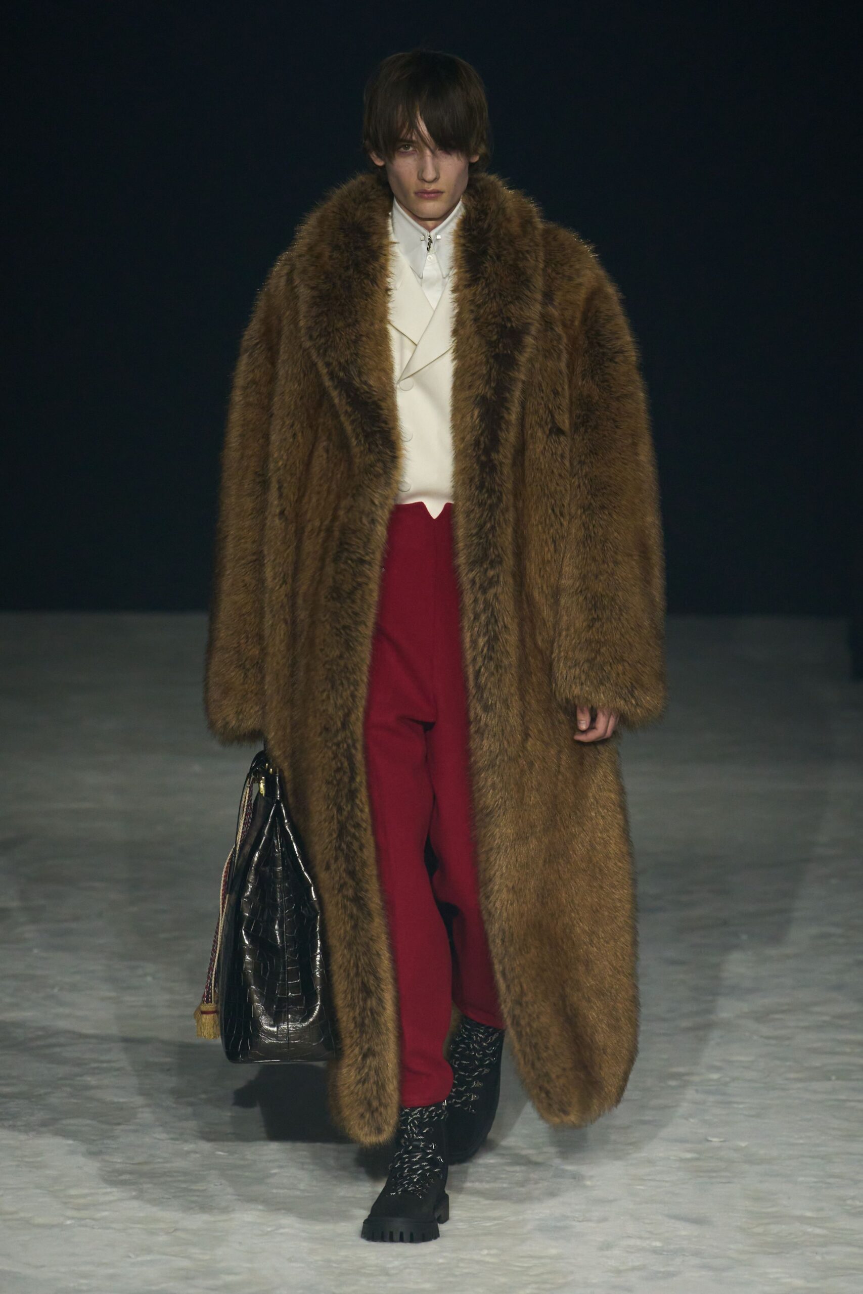 brown fur oversized coat