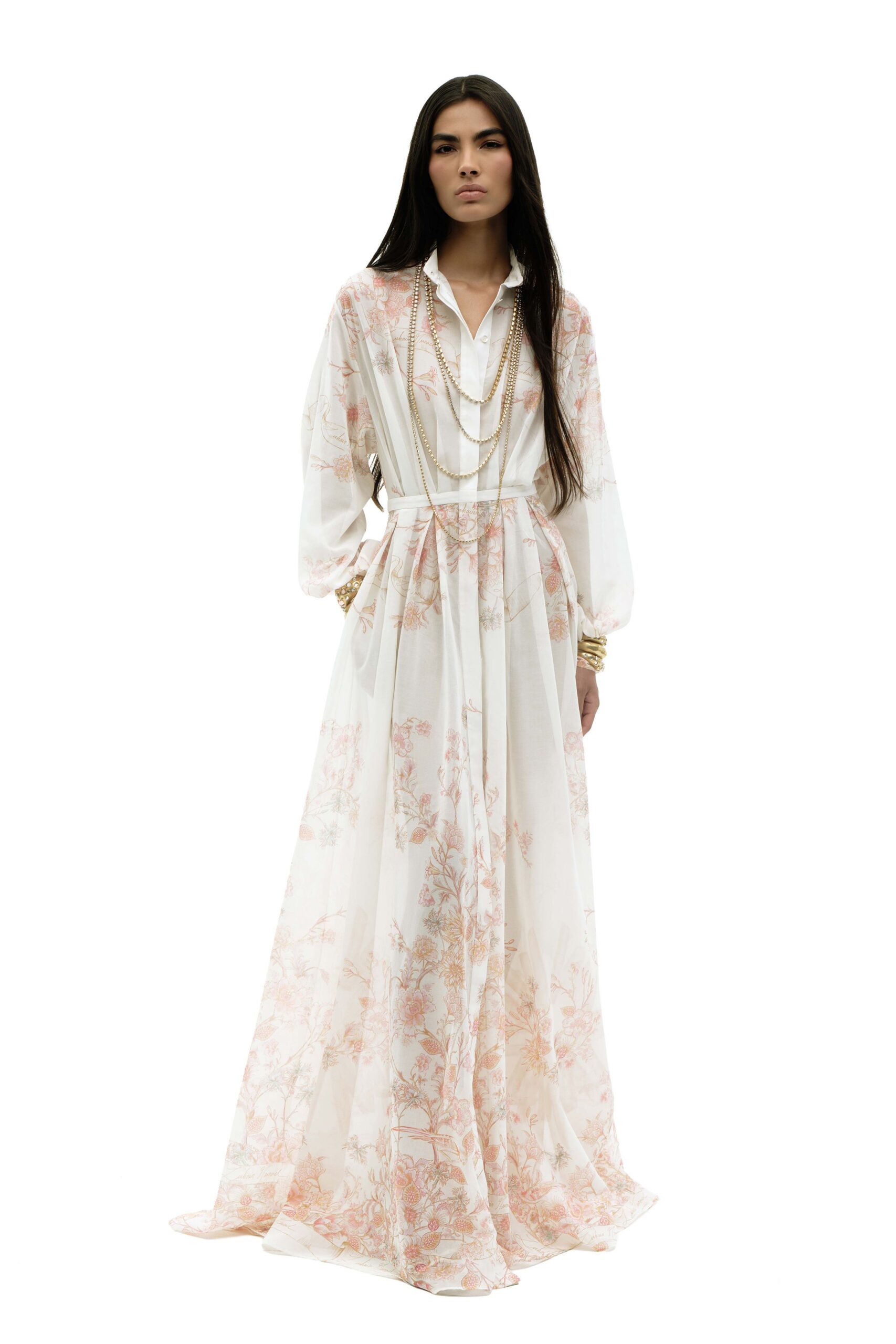 white floral maxi gown
