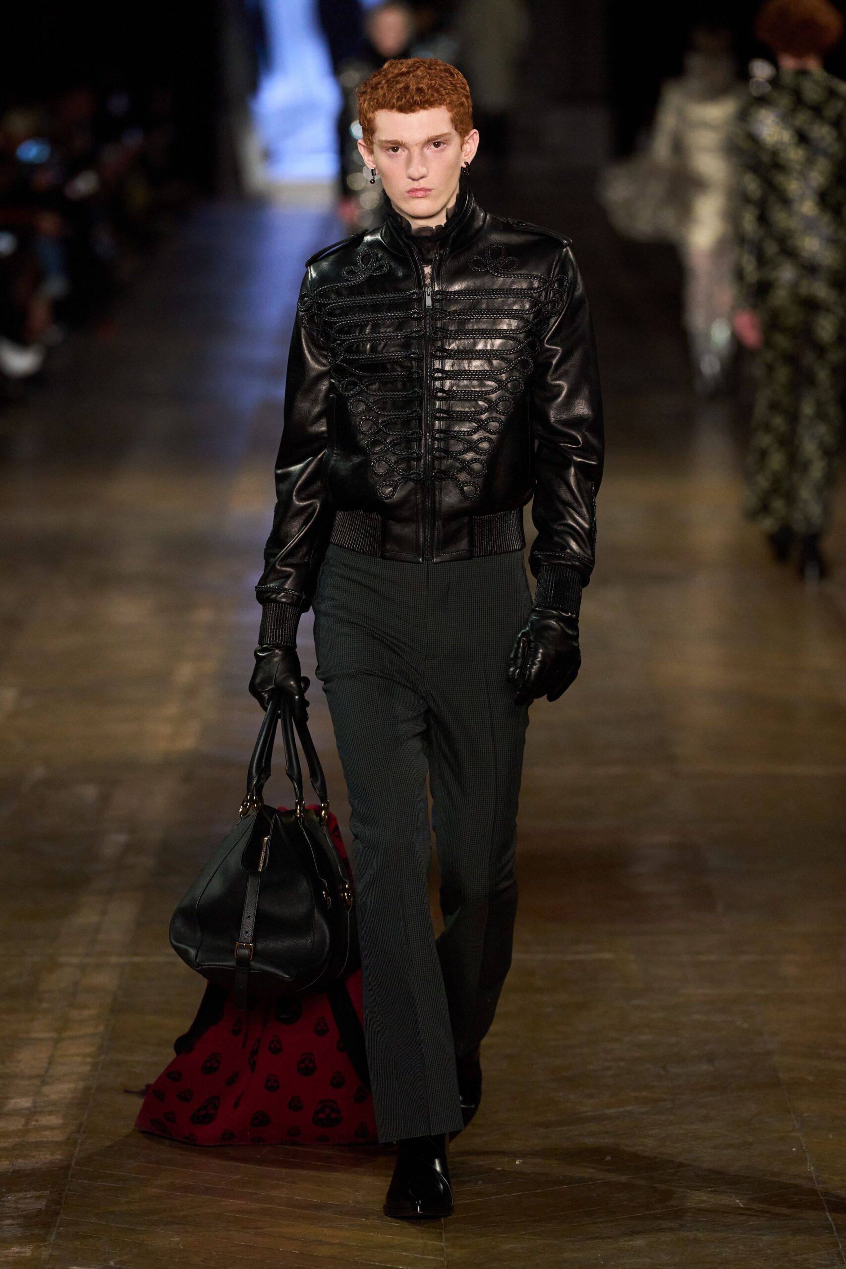black leather gloves