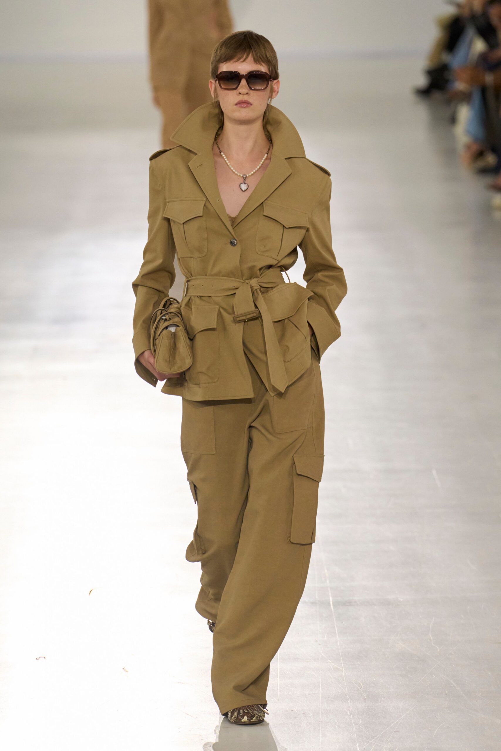 beige cotton jacket and pants