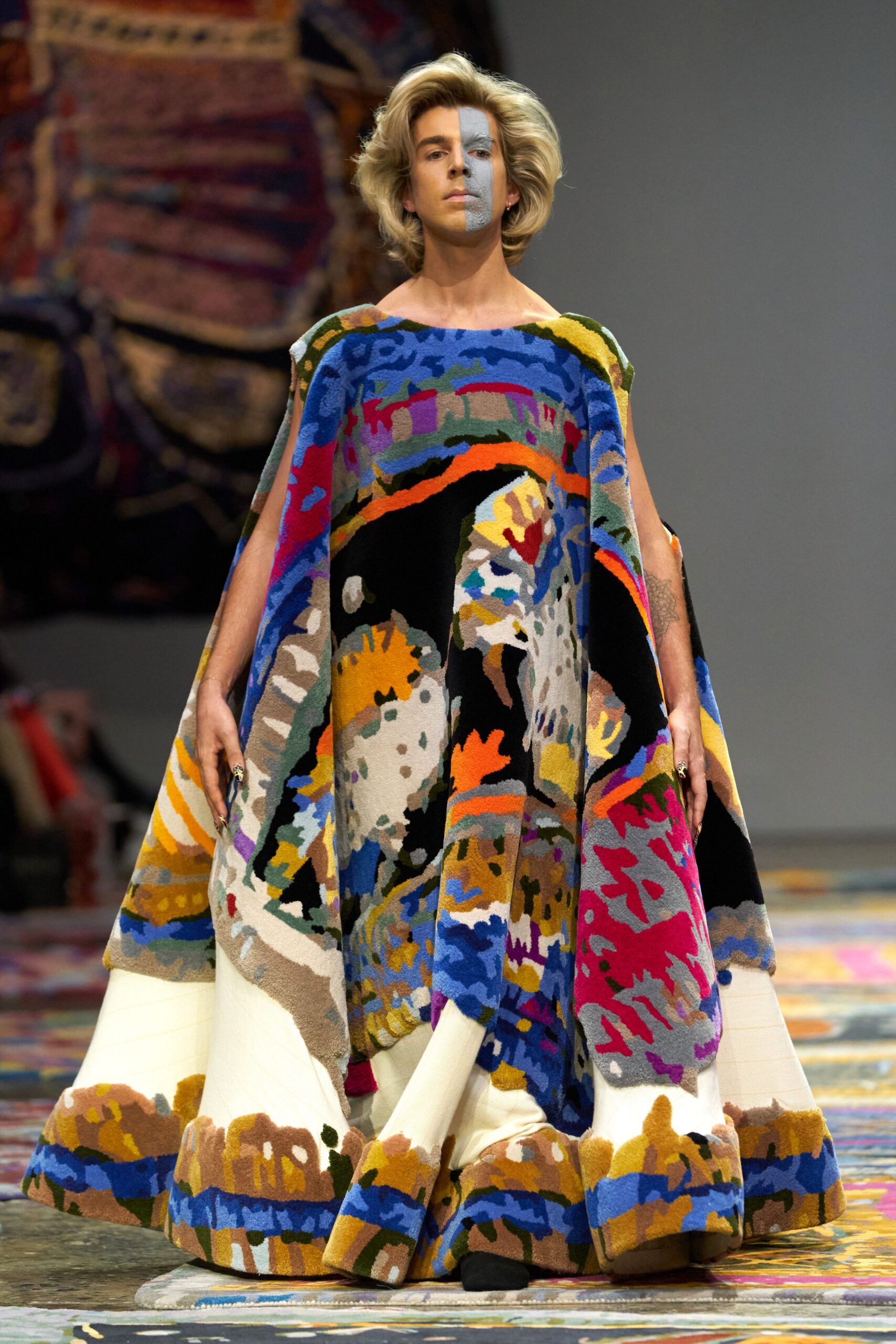 multi-colored wool cape
