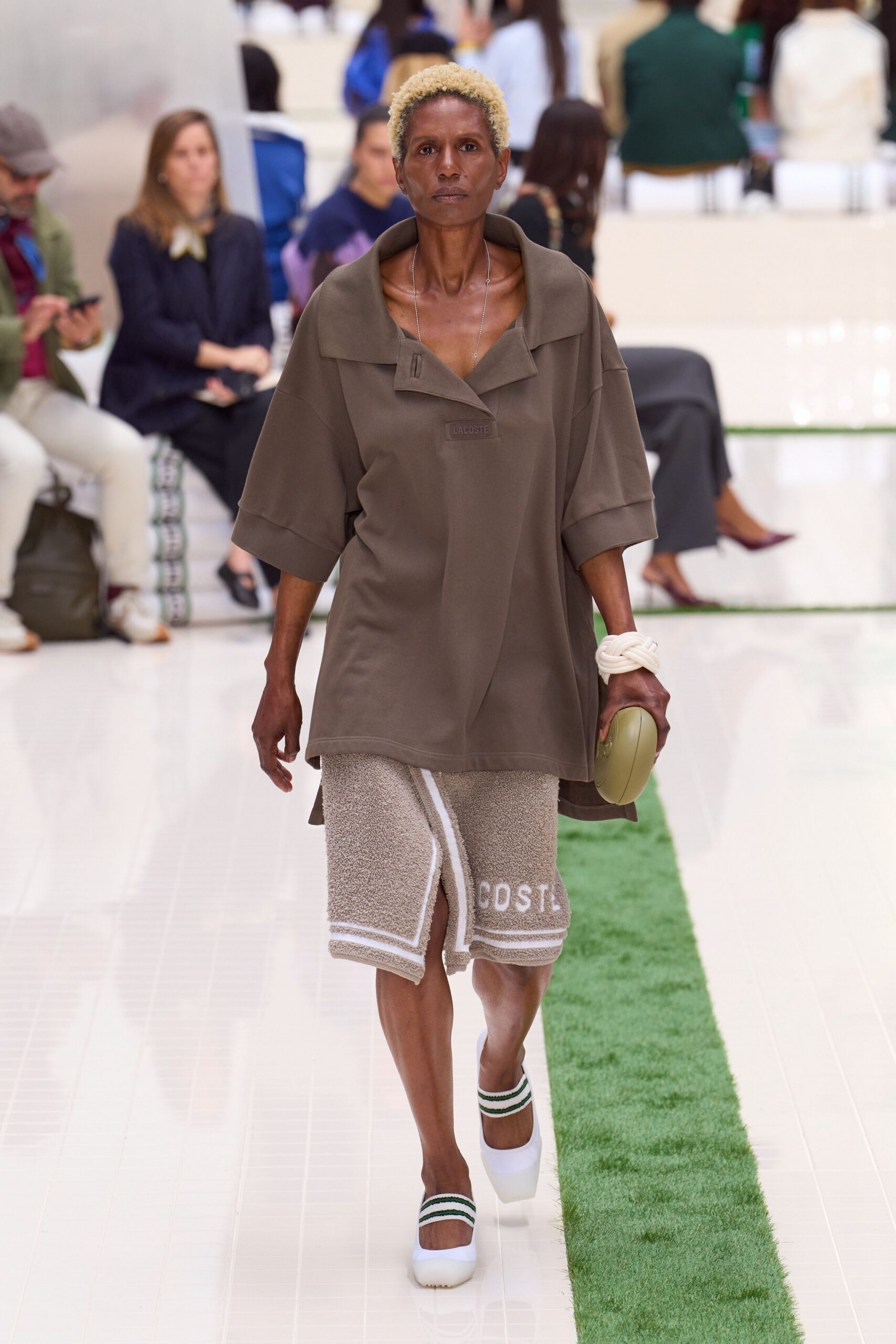 brown cotton short-sleeve collared oversized top