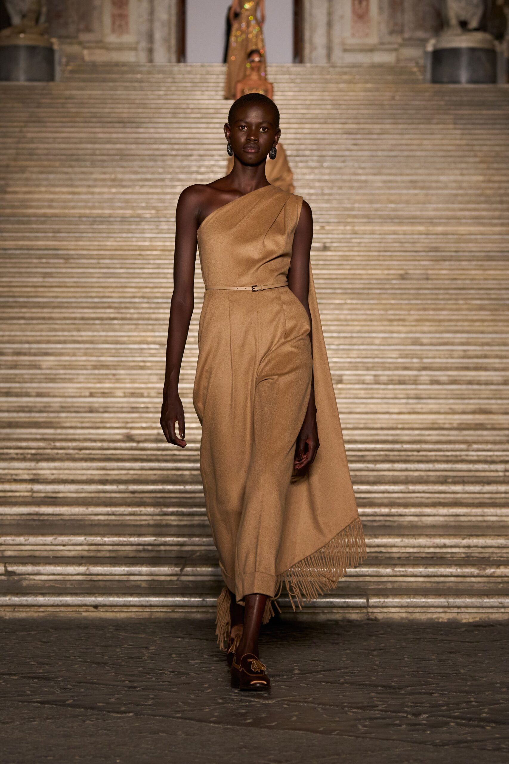 tan wool sleeveless dress