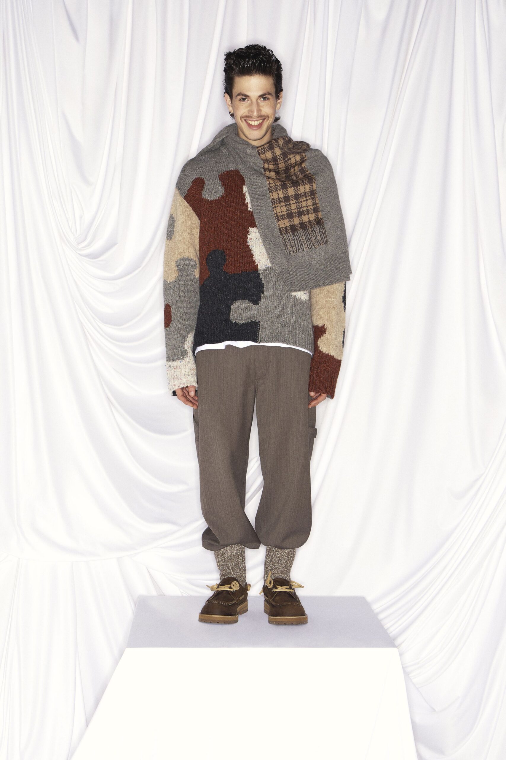 relaxed patchwork sweater and pants