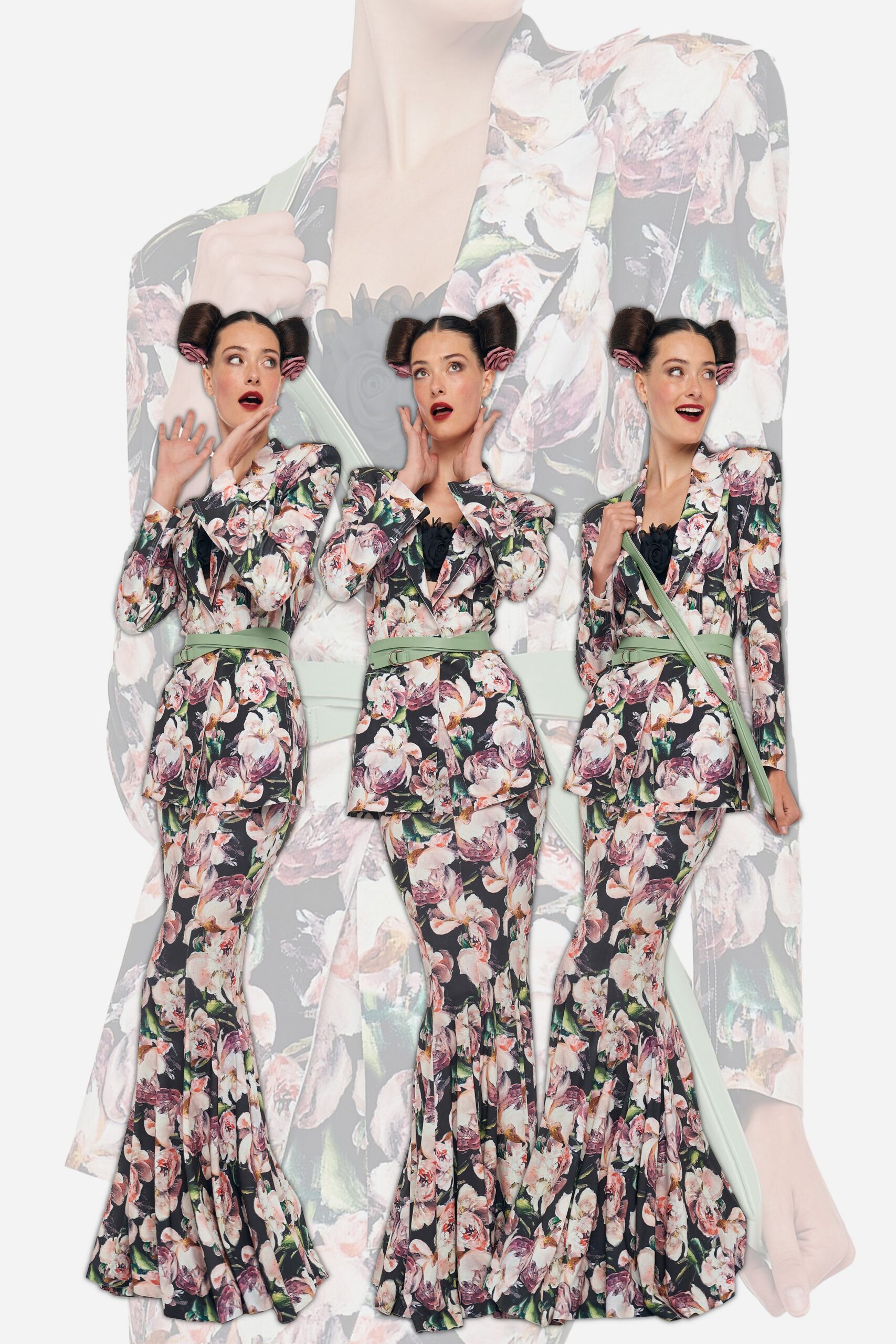floral blazer and maxi dress