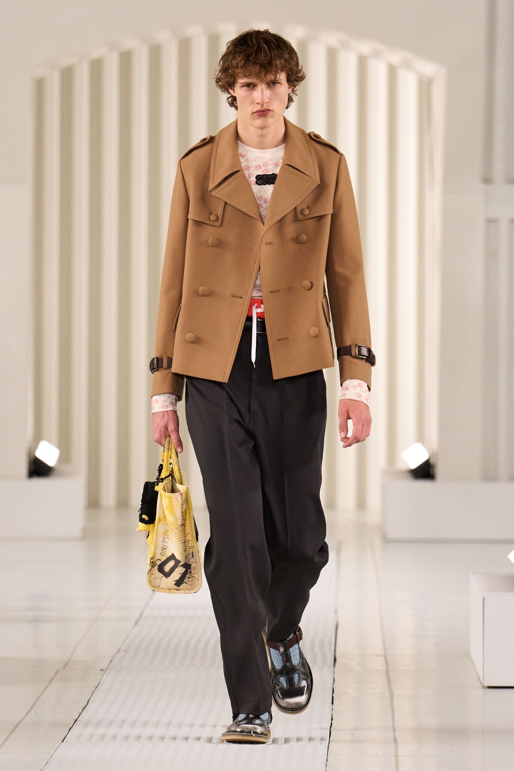 brown cotton long-sleeve collared structured buttoned jacket