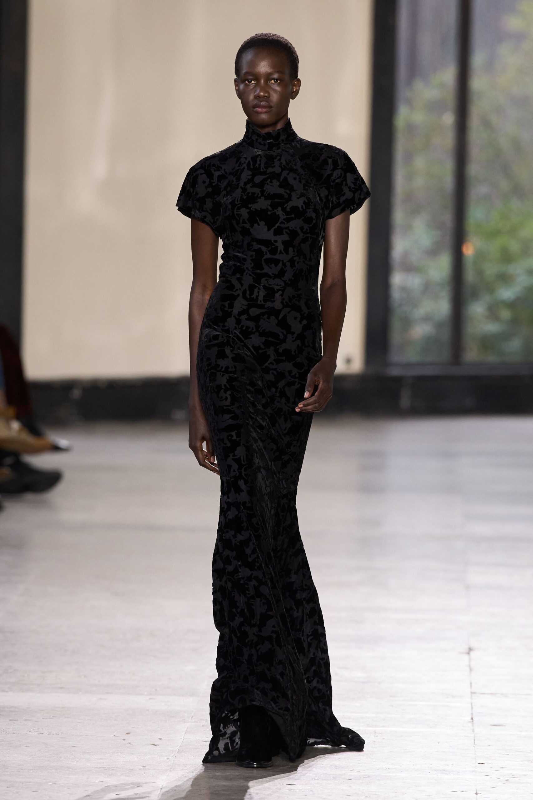 black velvet fitted gown