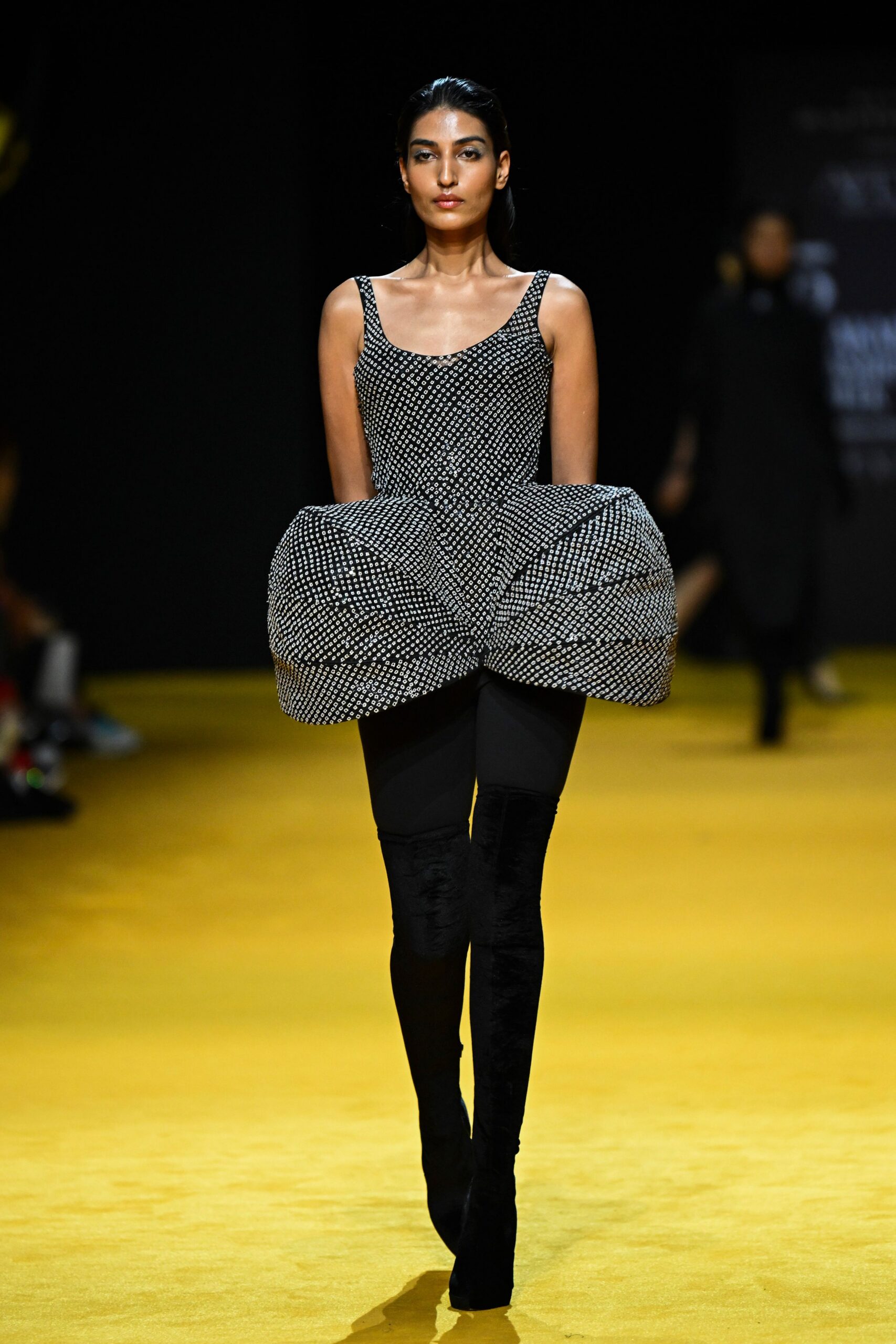 black mesh fitted top with layered detail