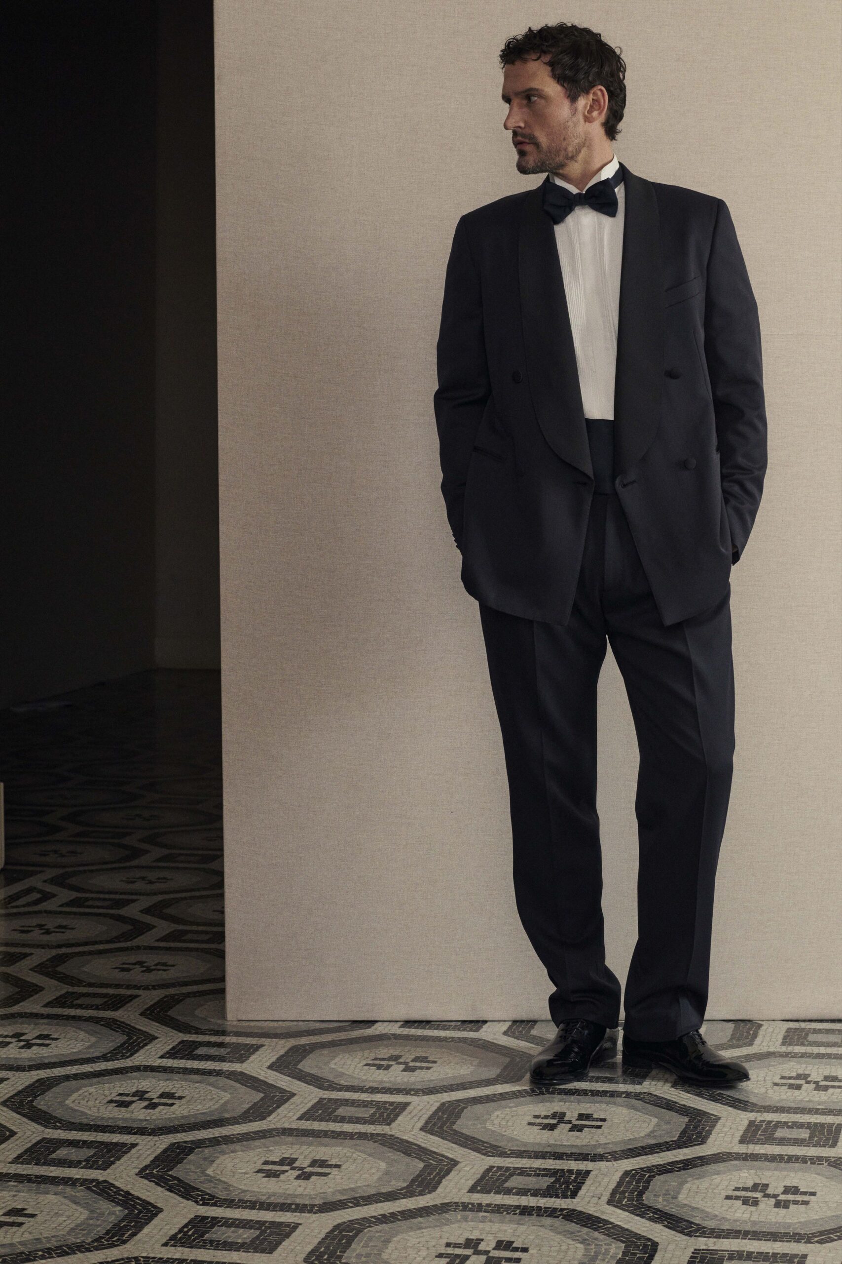 black tailored suit with shoes