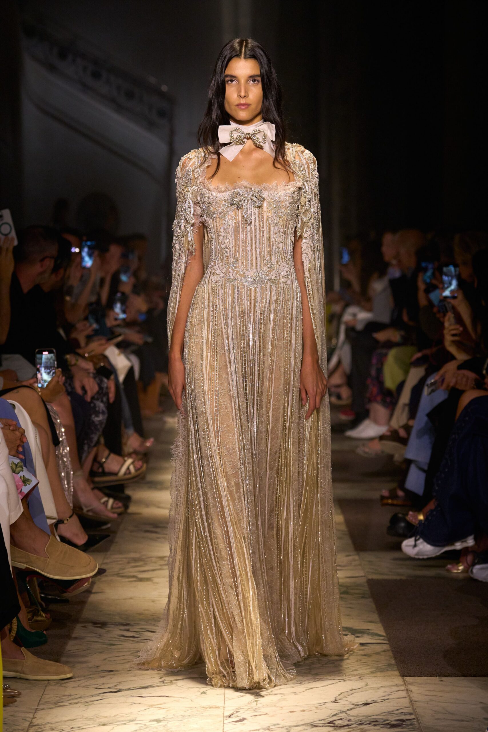 gold embellished sleeveless gown