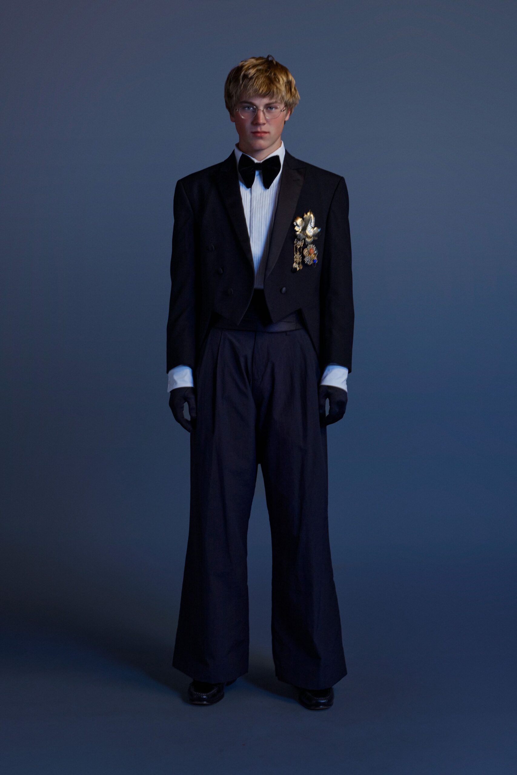 black tailored blazer with wide-leg pants