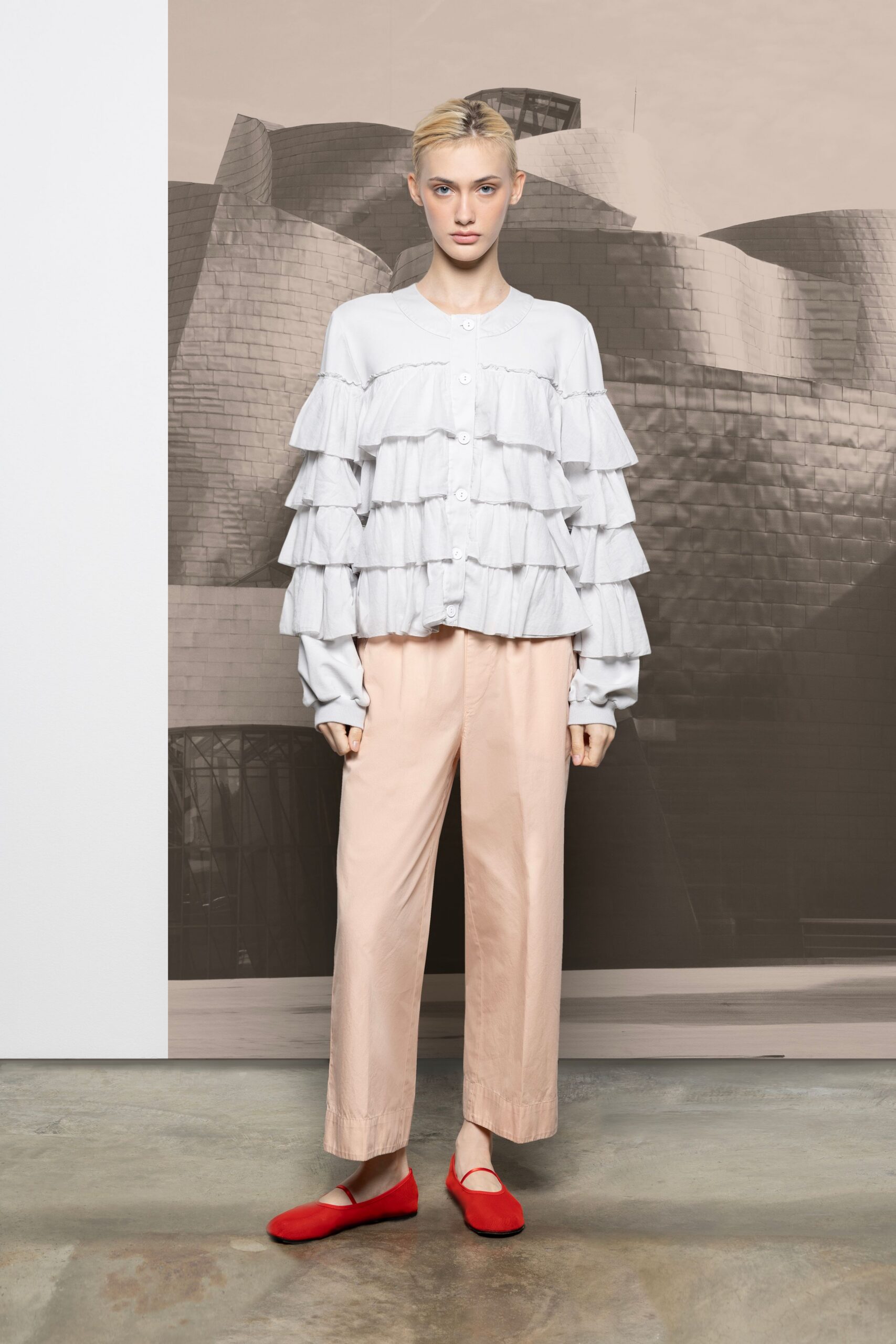 pink cotton relaxed straight-leg pants