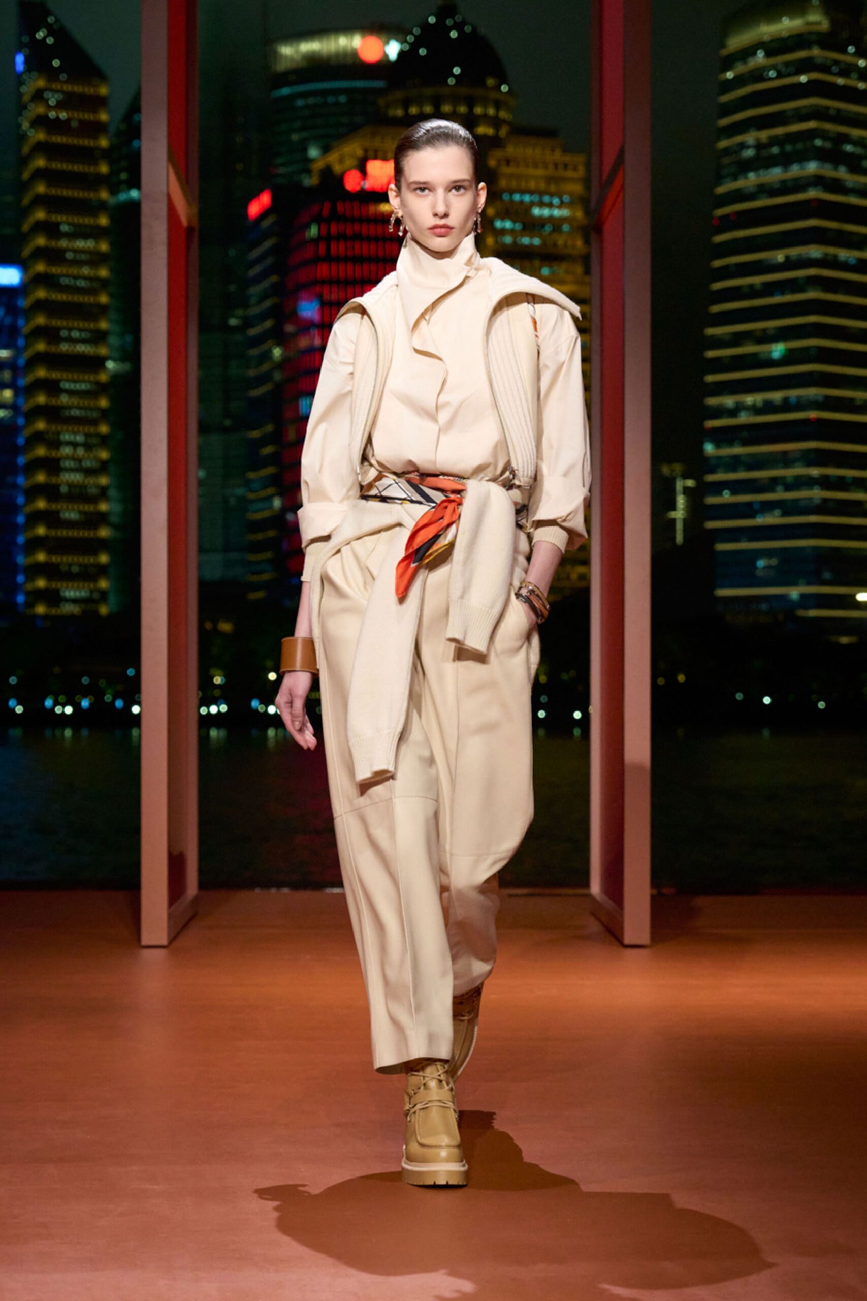 beige relaxed jacket and pants