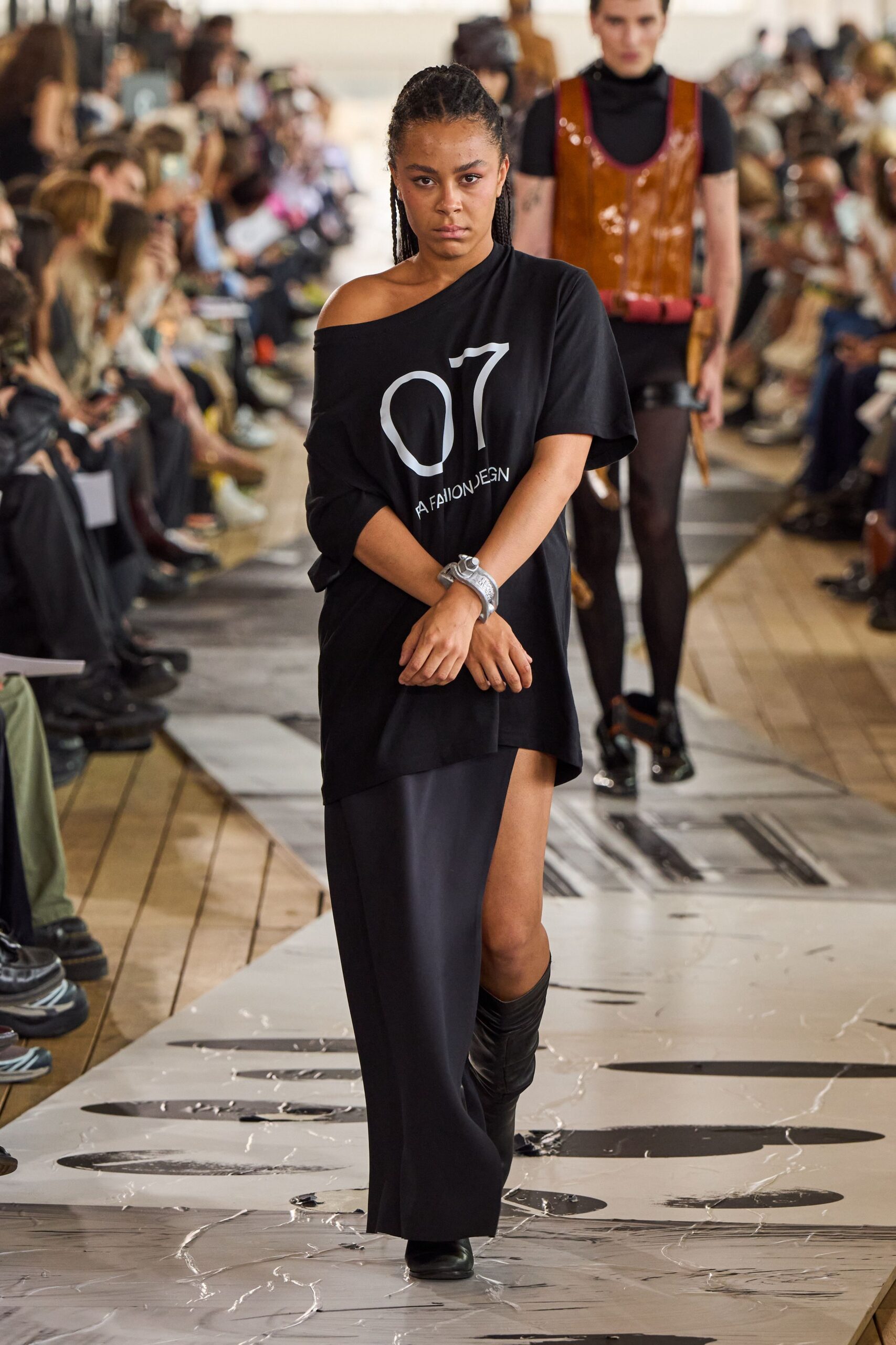 black cotton slit fitted pants