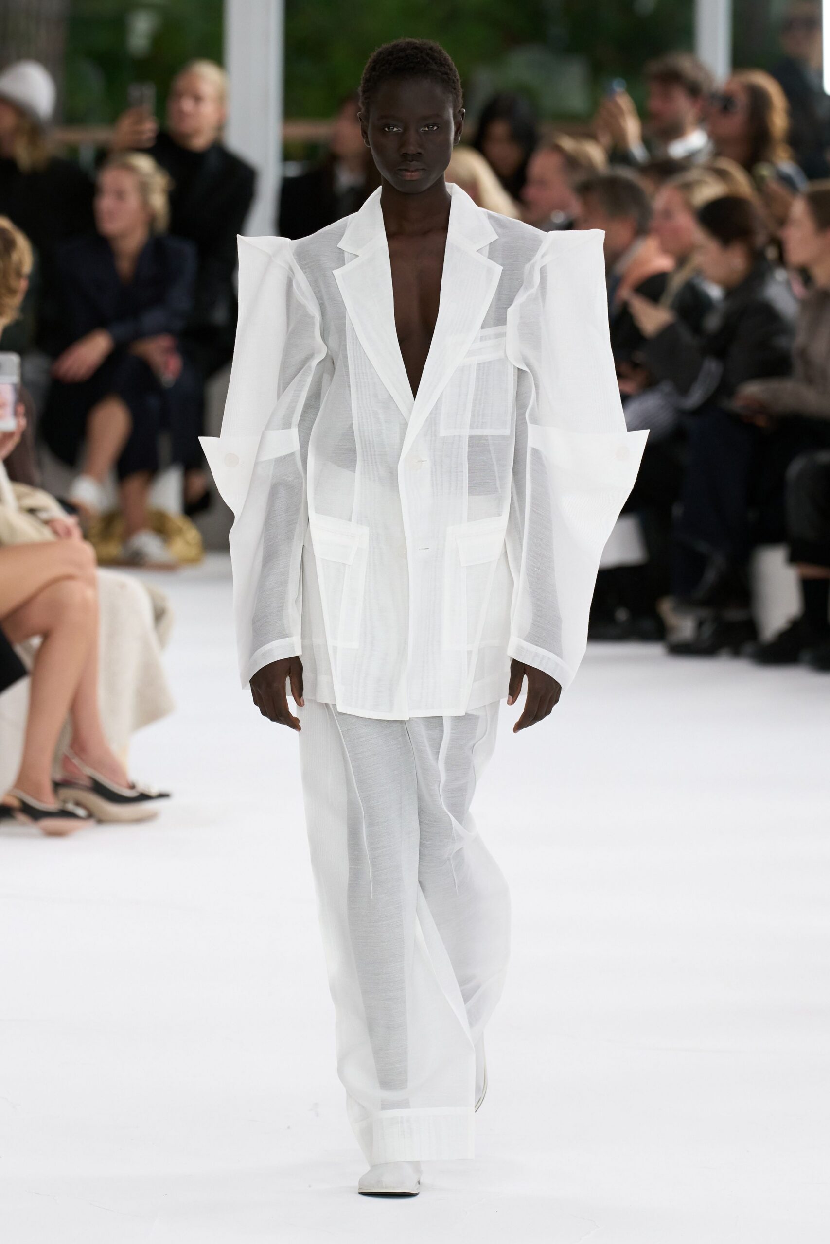 white relaxed suit with pants