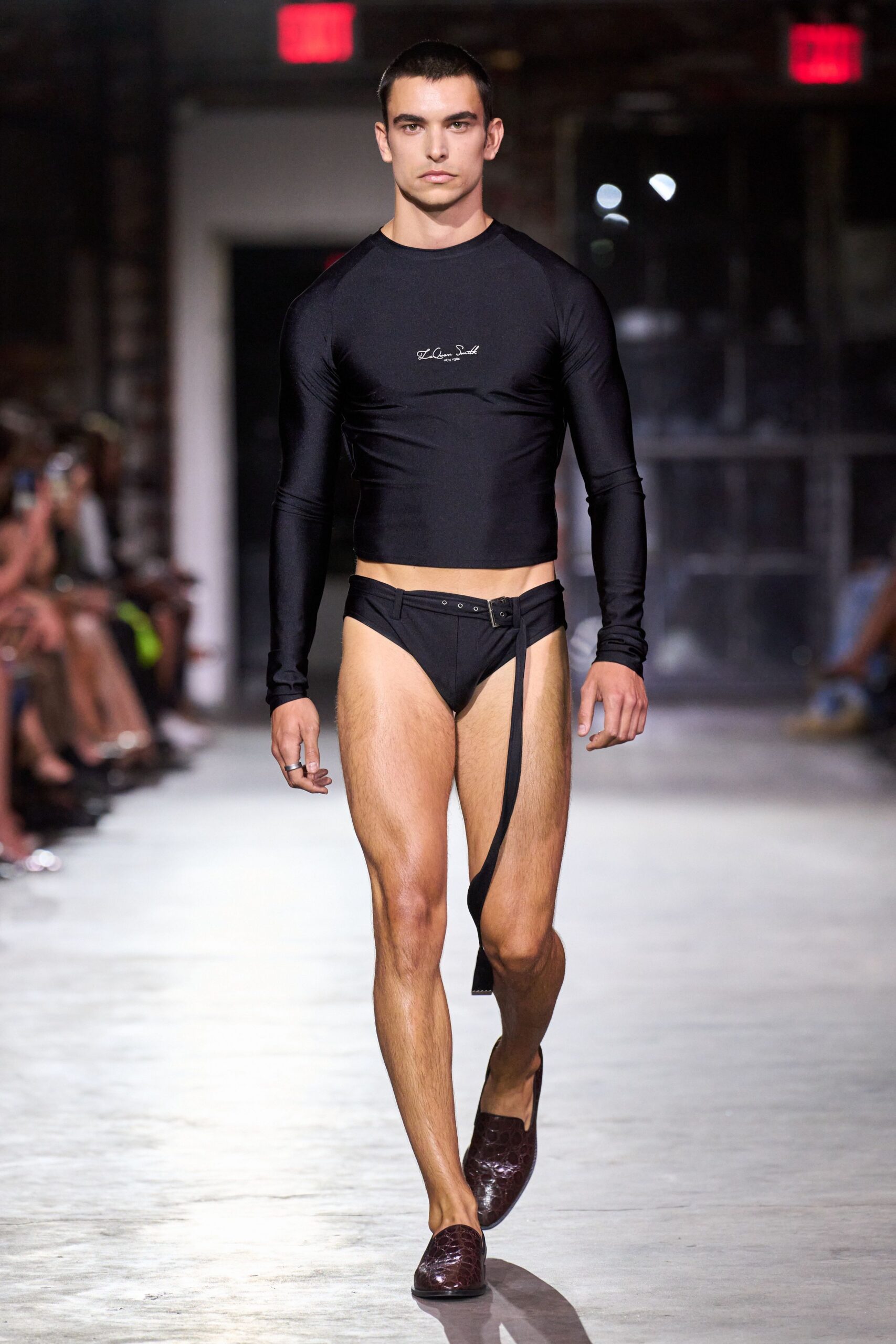 black fitted top and shorts