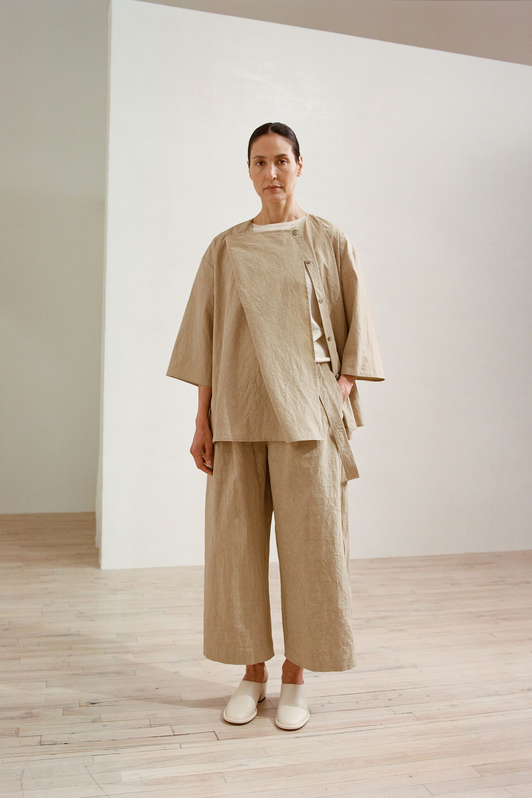 beige relaxed top and pants