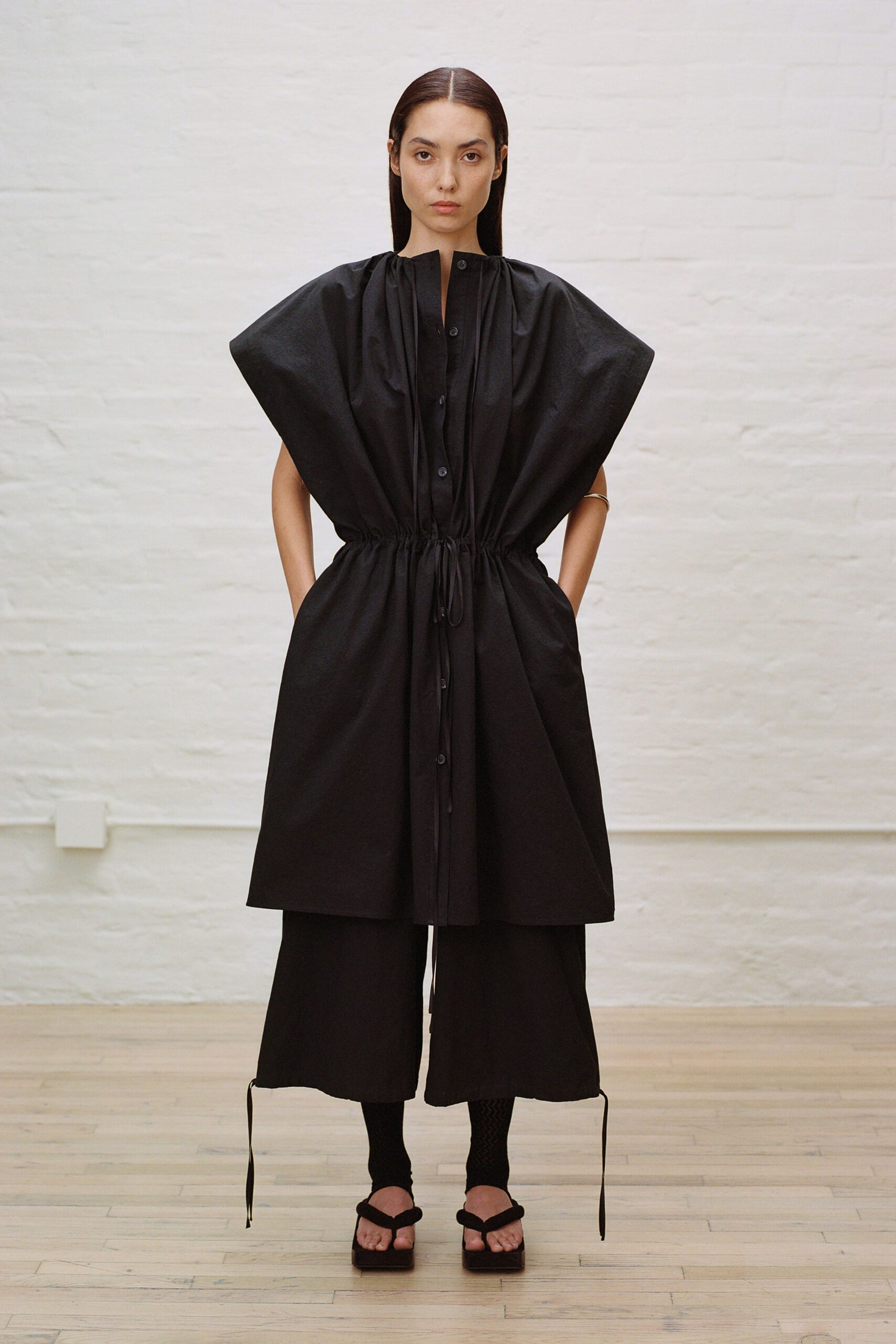 black relaxed dress with pants