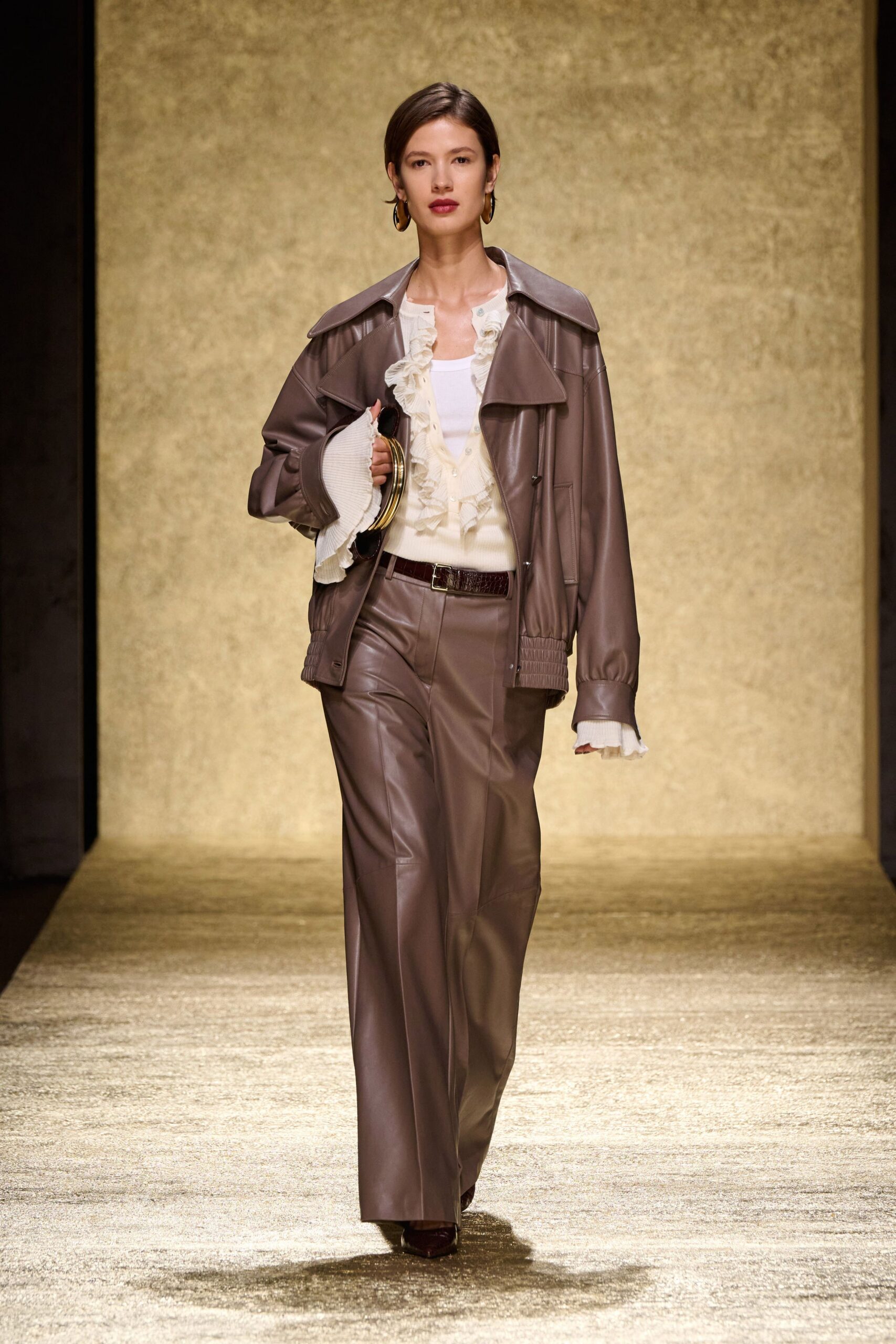 brown leather jacket and pants