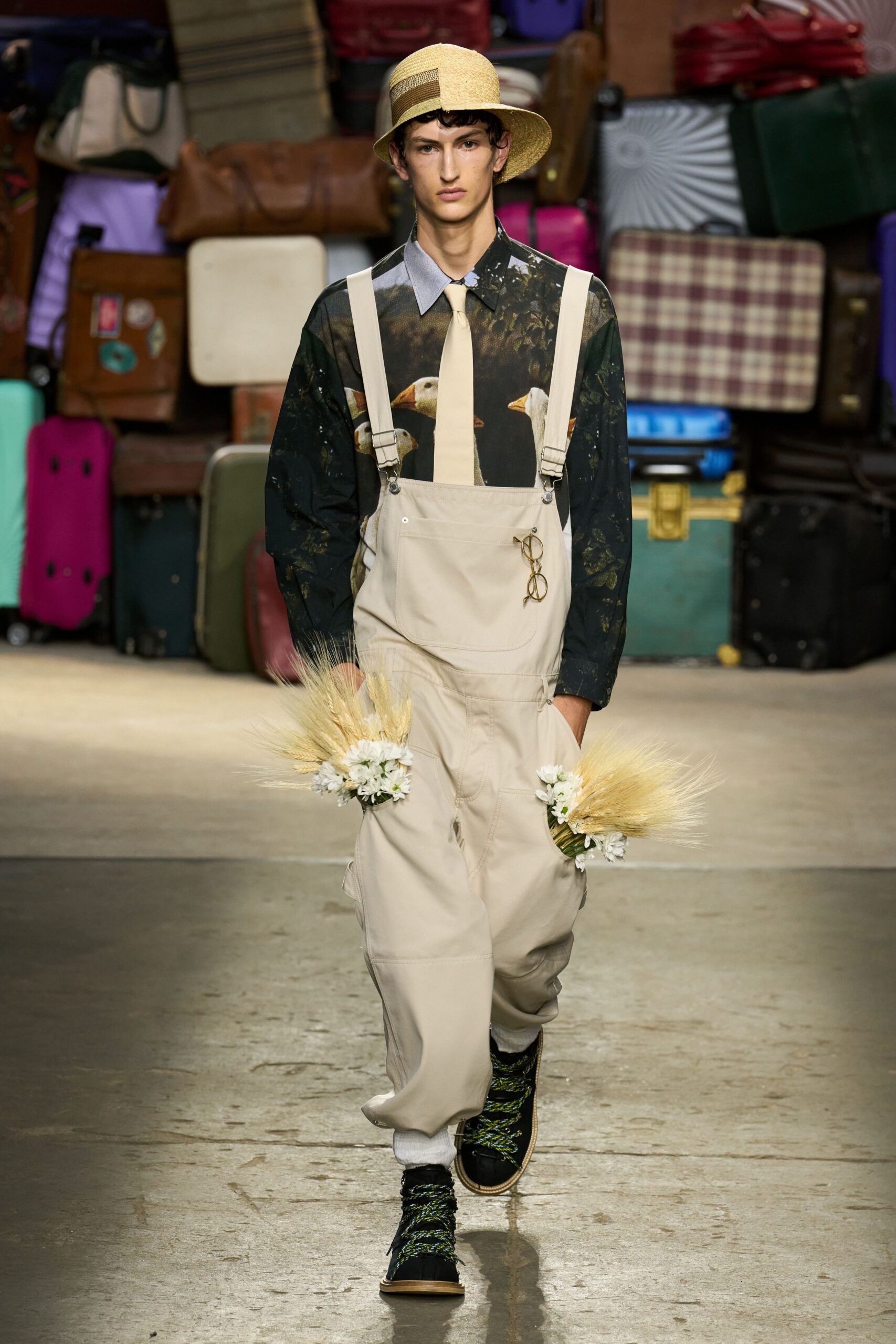 beige cotton relaxed overalls