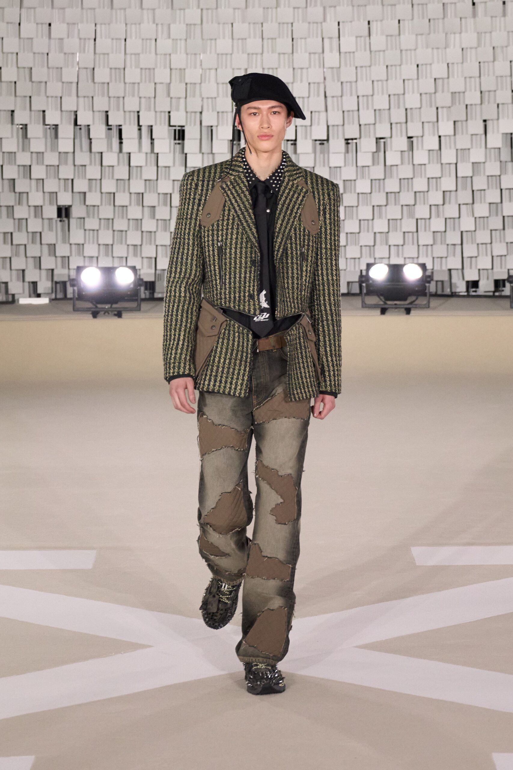 green denim relaxed cargo pants
