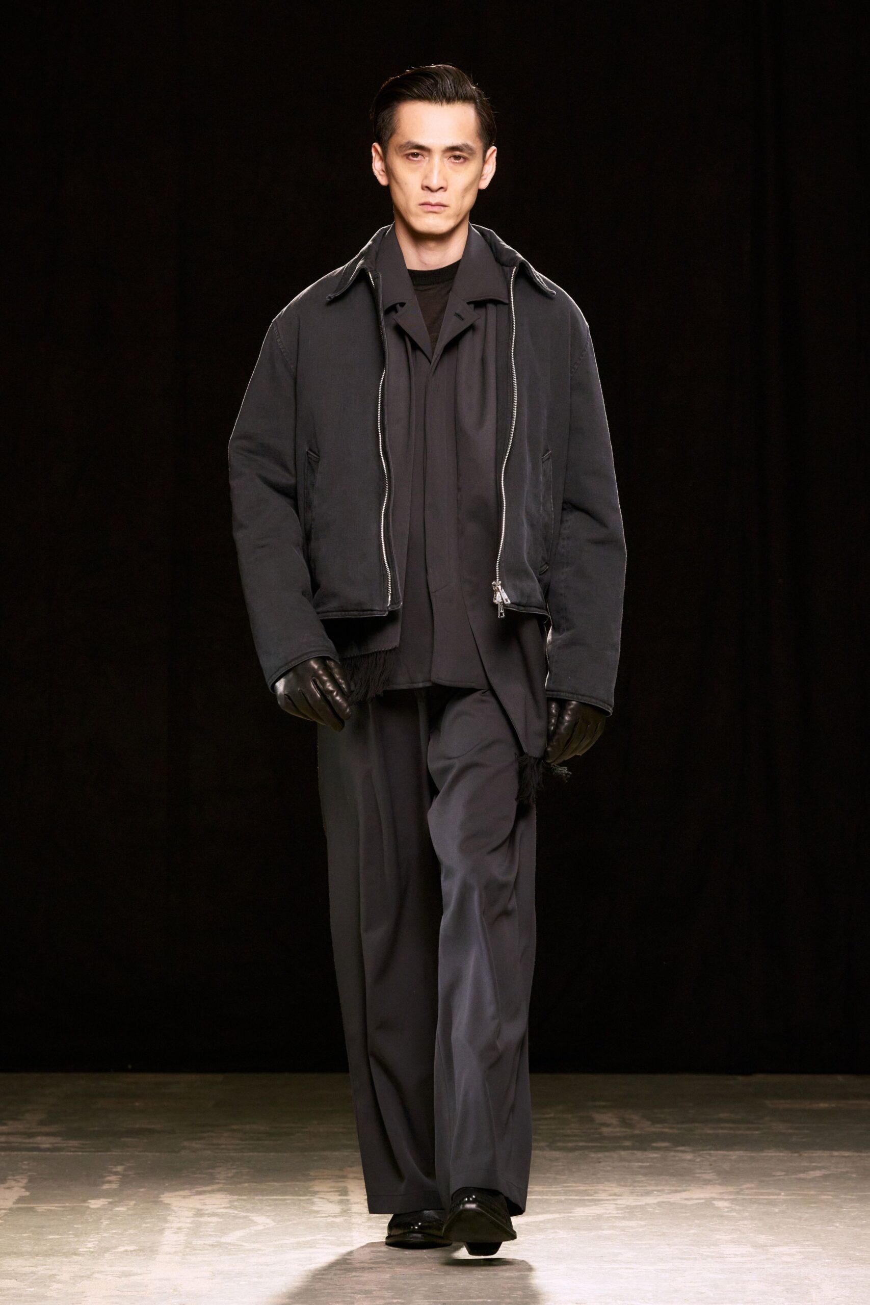 black leather gloves