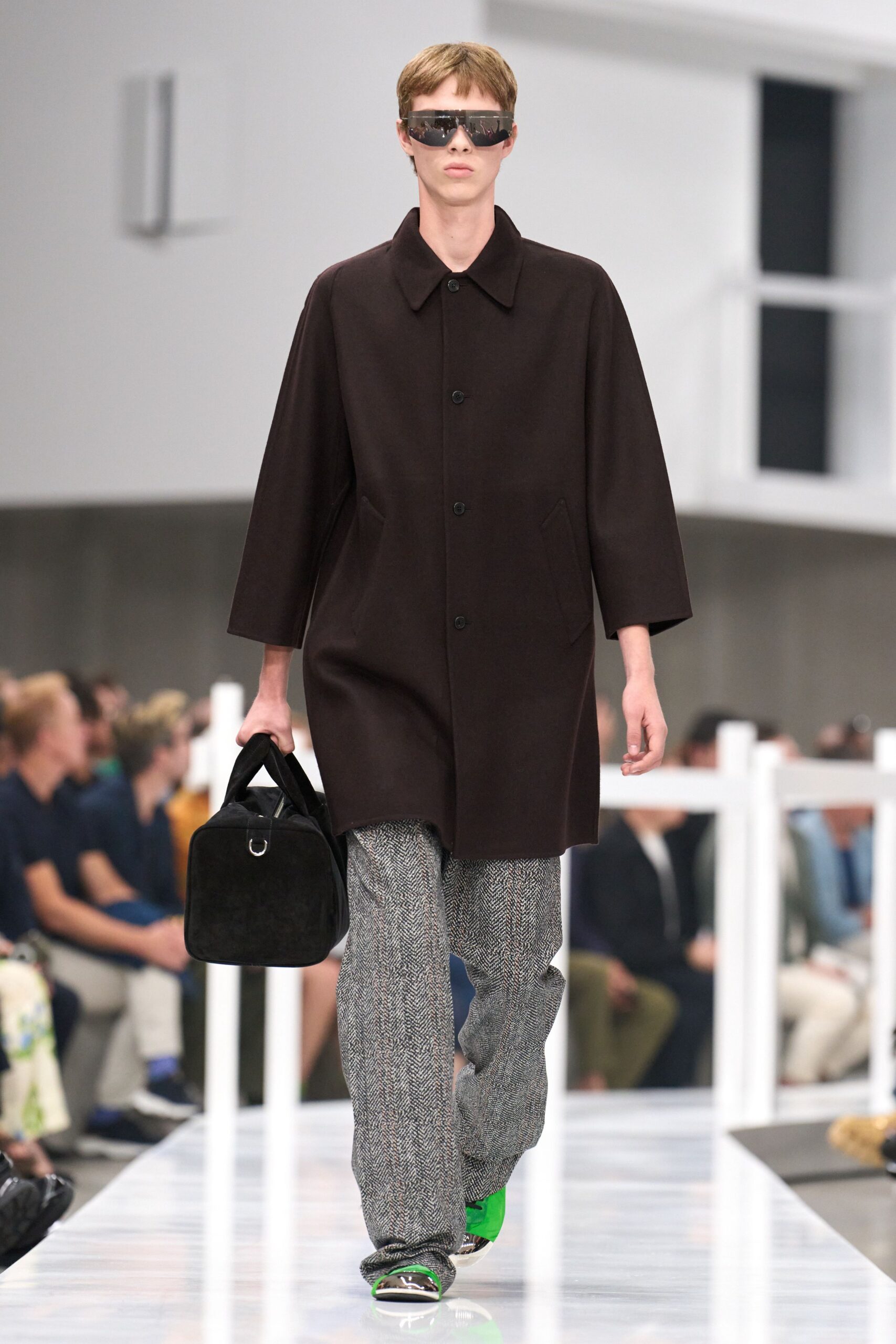 gray tweed relaxed straight-leg pants