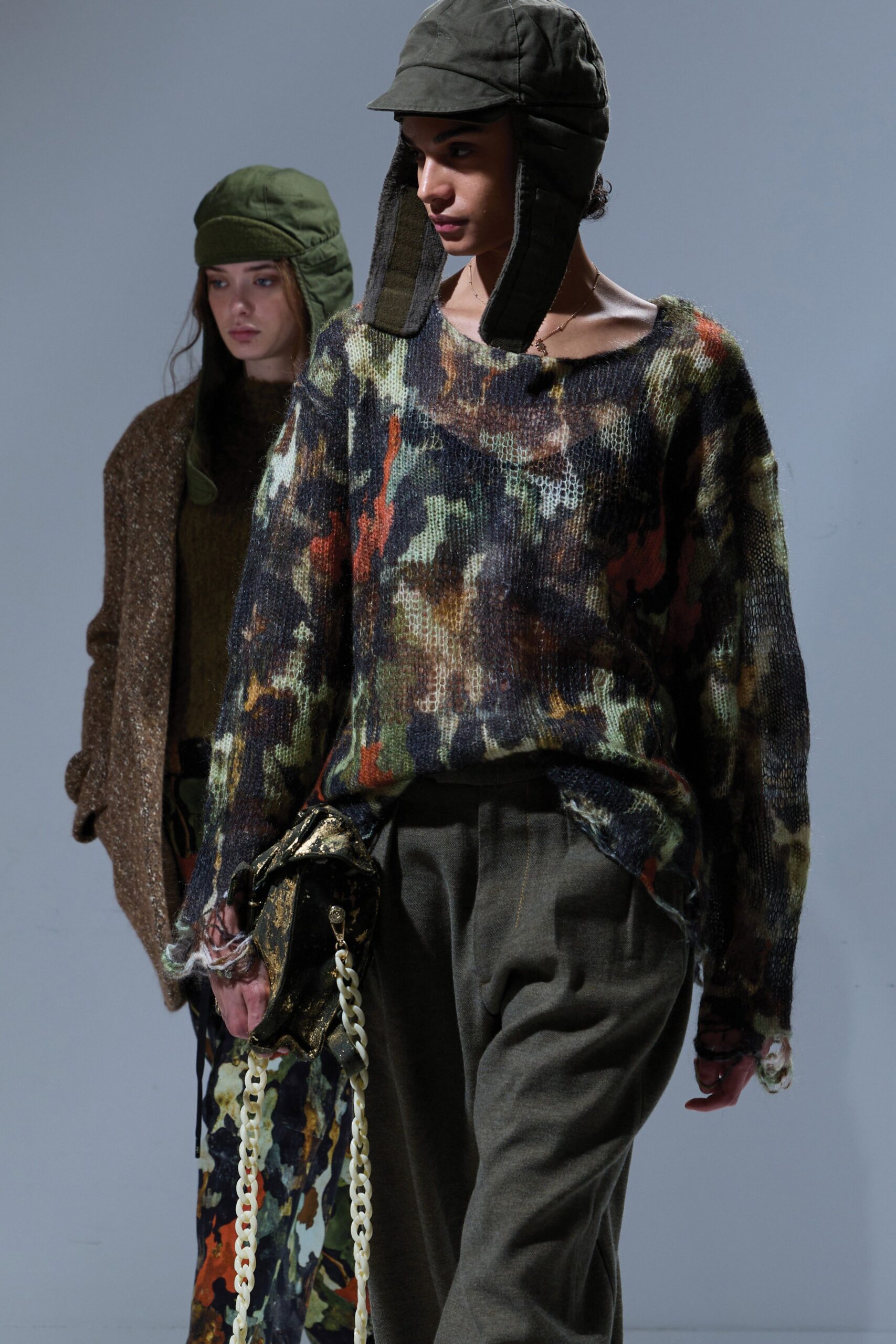 multi wool long-sleeve relaxed layered sweater
