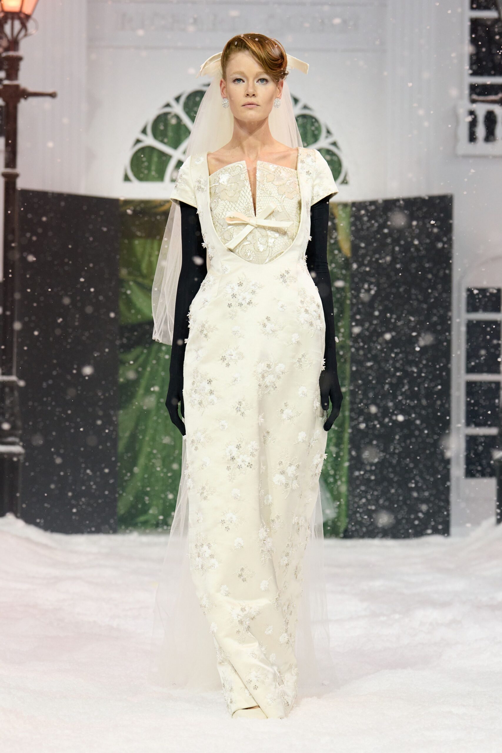 ivory embroidered gown with veil