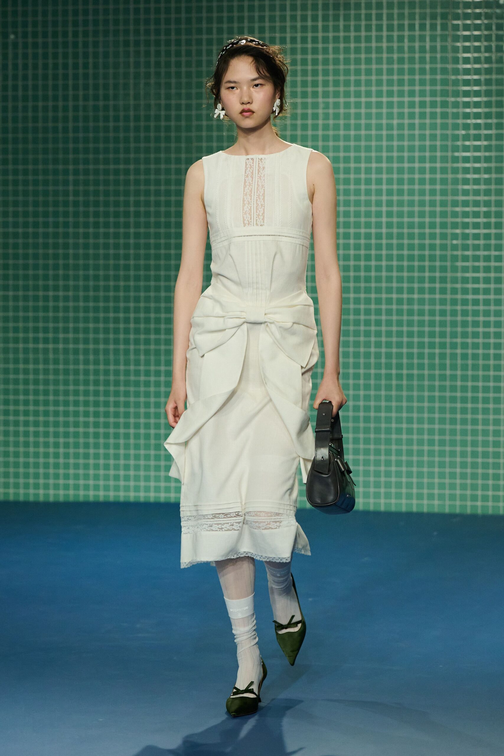 white fitted midi dress