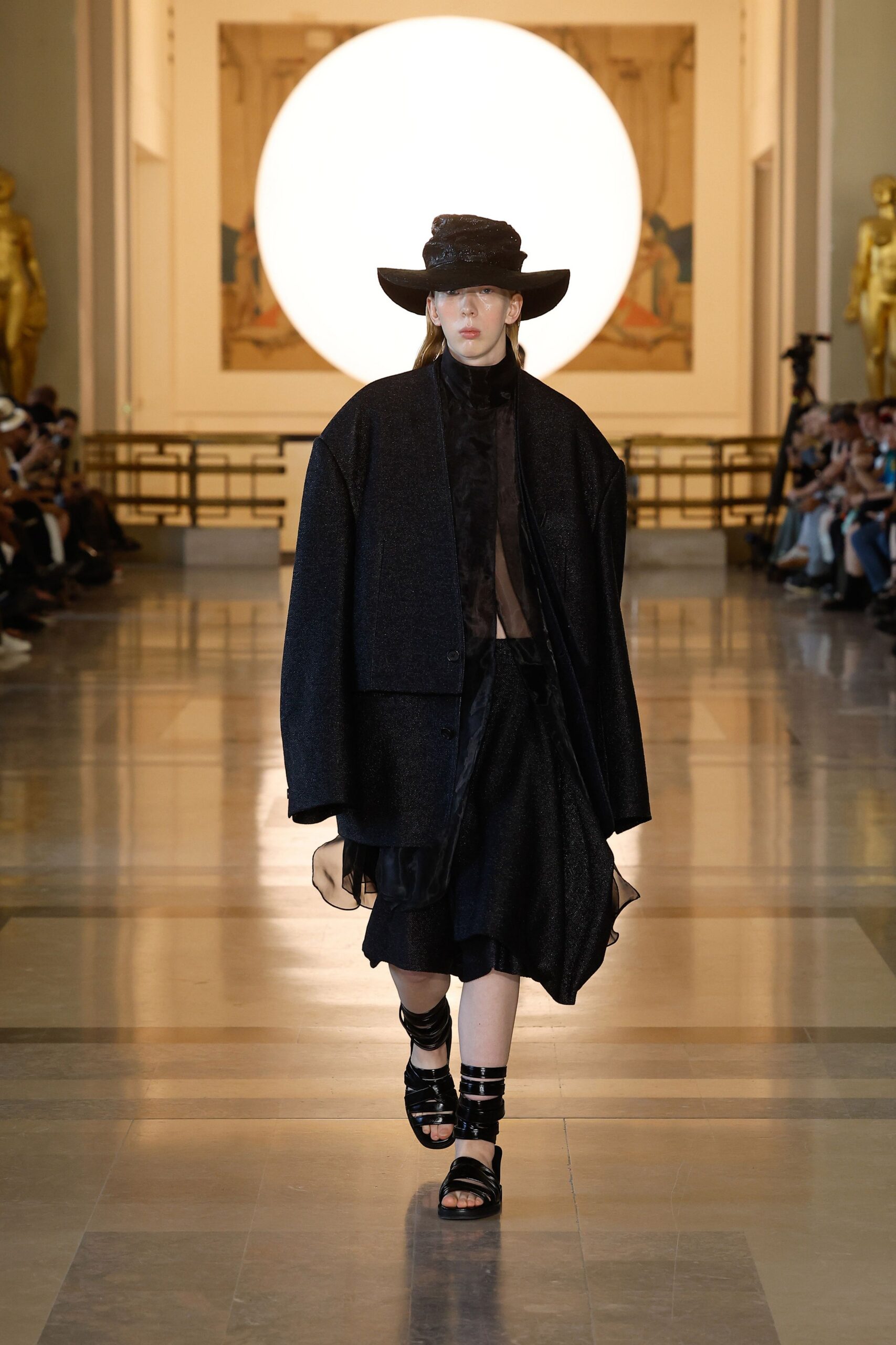 black wool long-sleeve oversized layered jacket