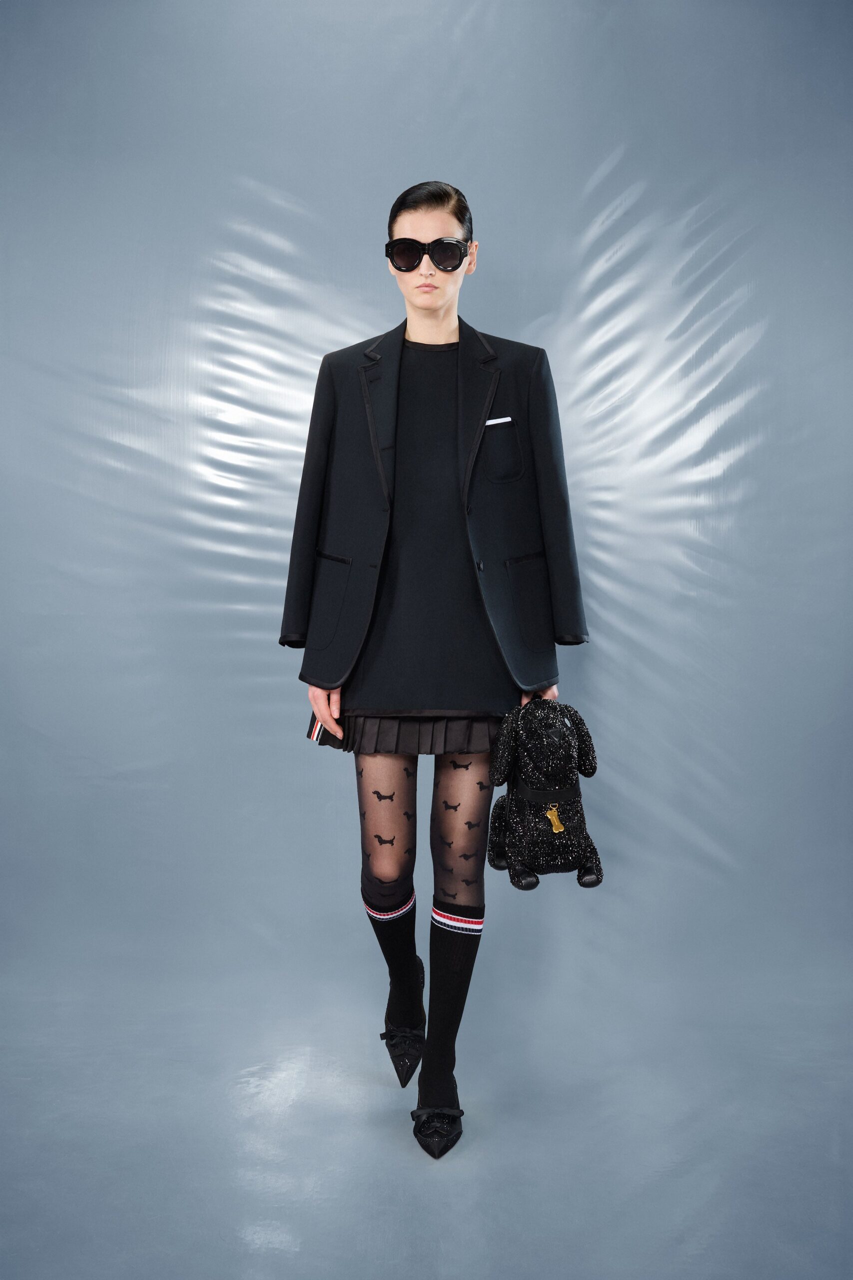 black blazer and mini dress