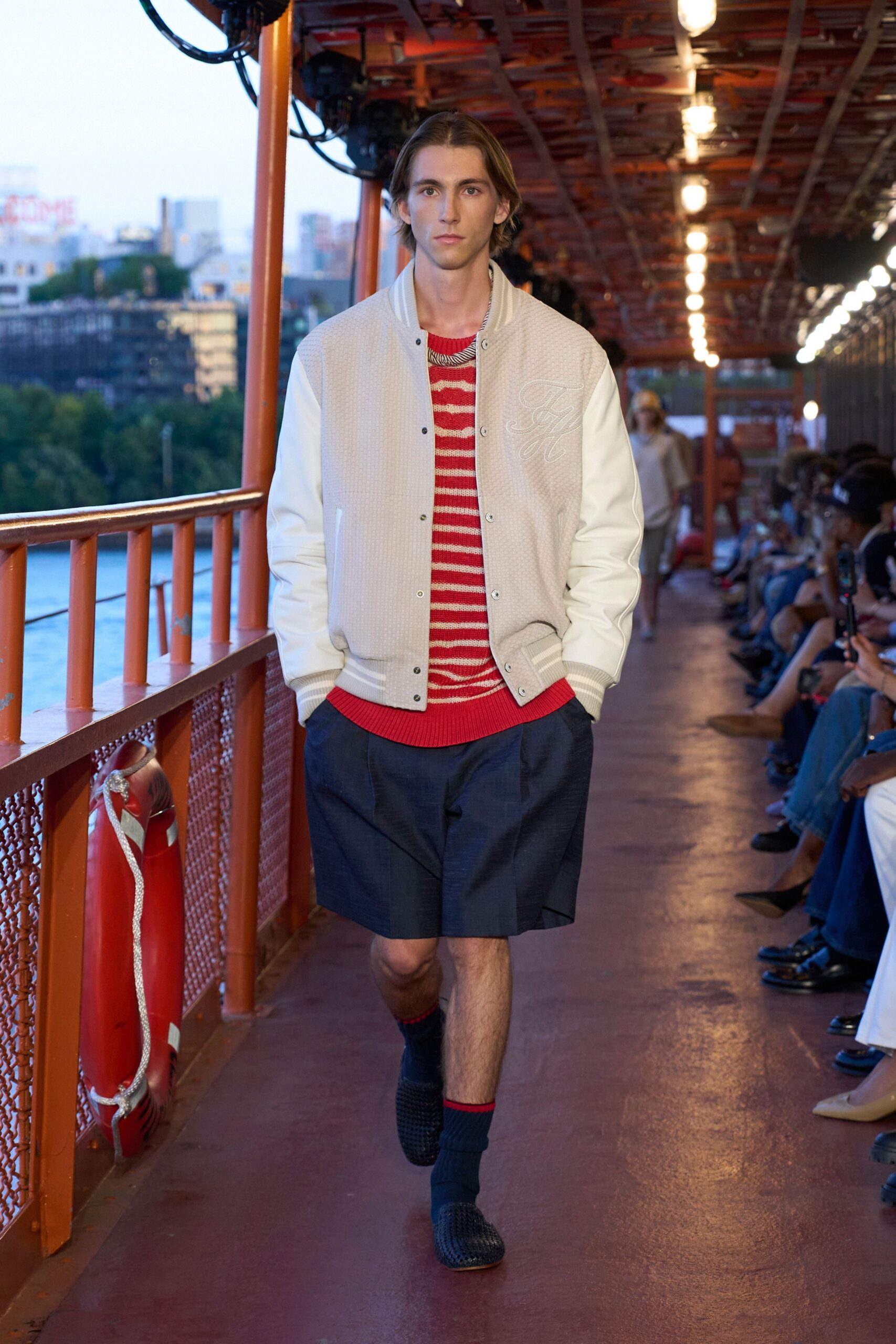 white cotton long-sleeve collared relaxed zippered jacket