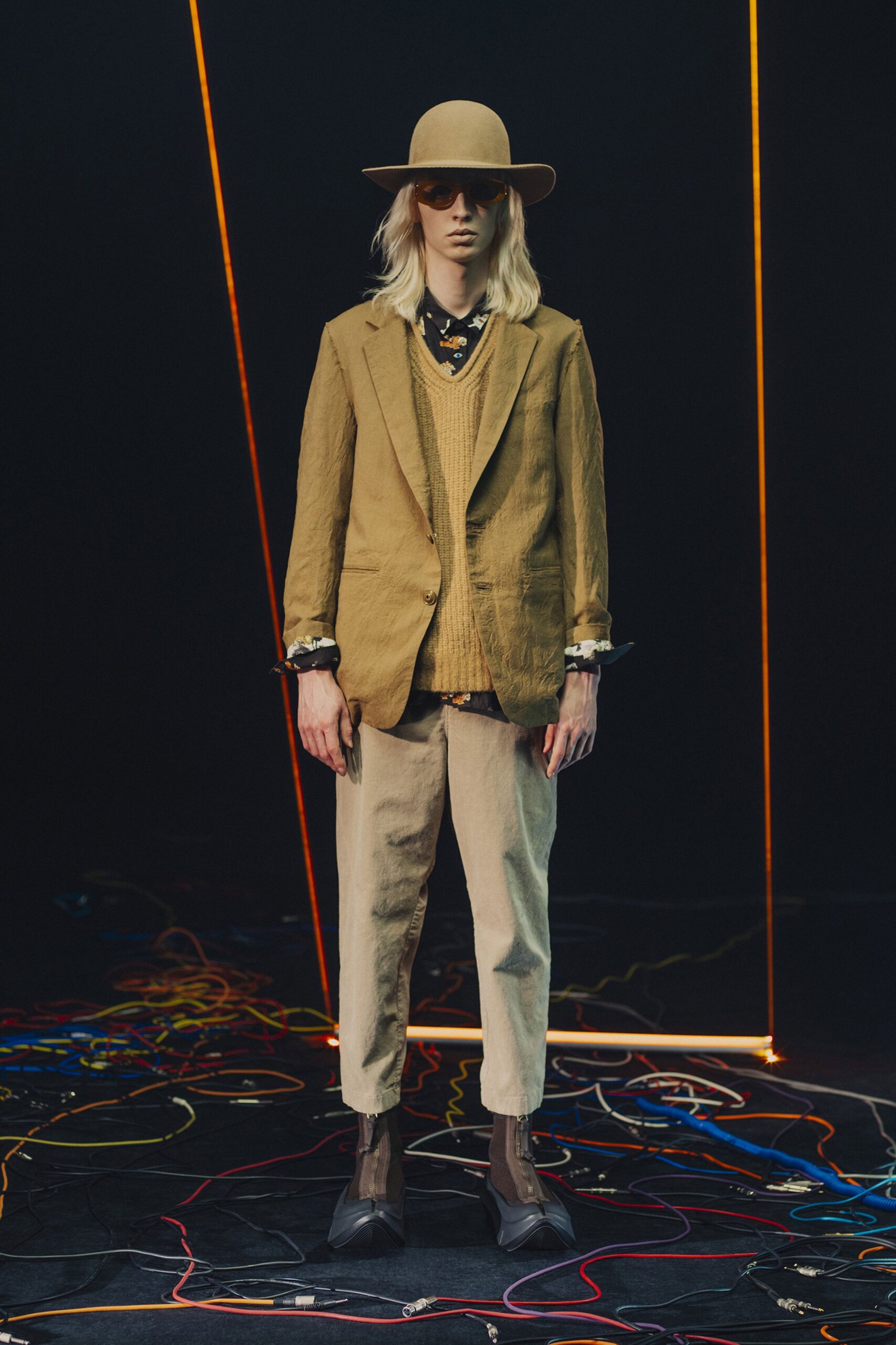 brown blazer with beige vest