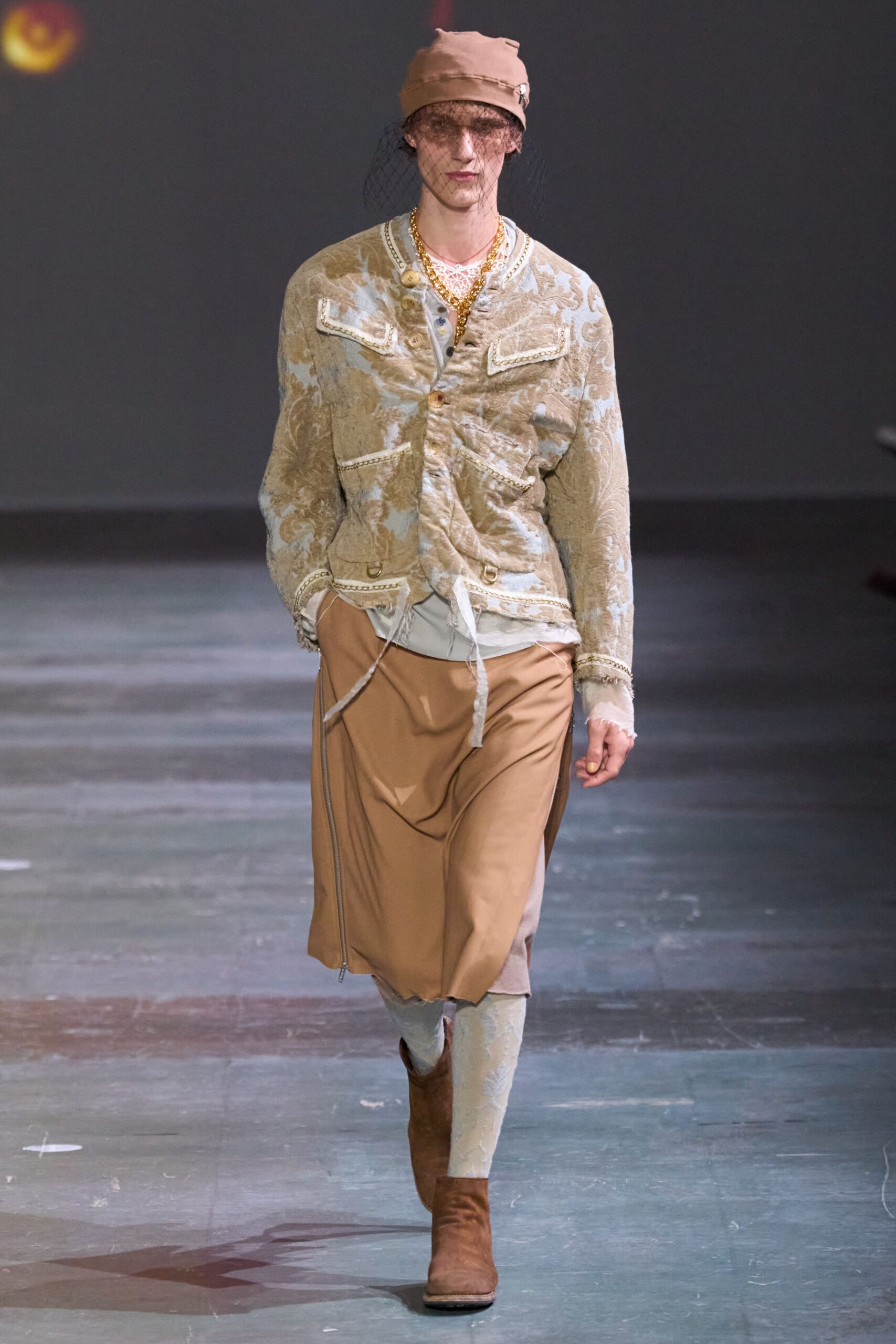 beige silk long-sleeve collared relaxed embroidered jacket