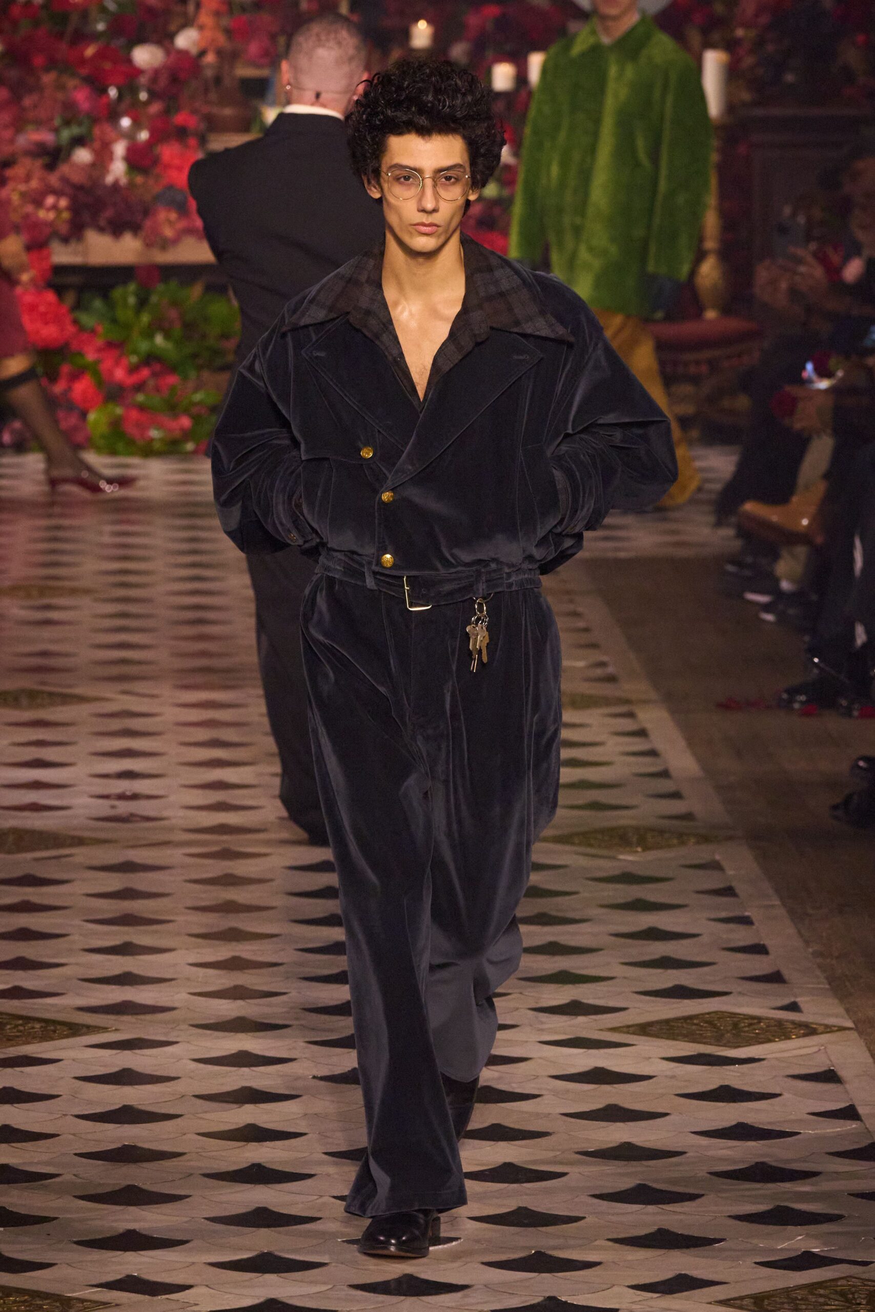 black velvet relaxed straight-leg pants