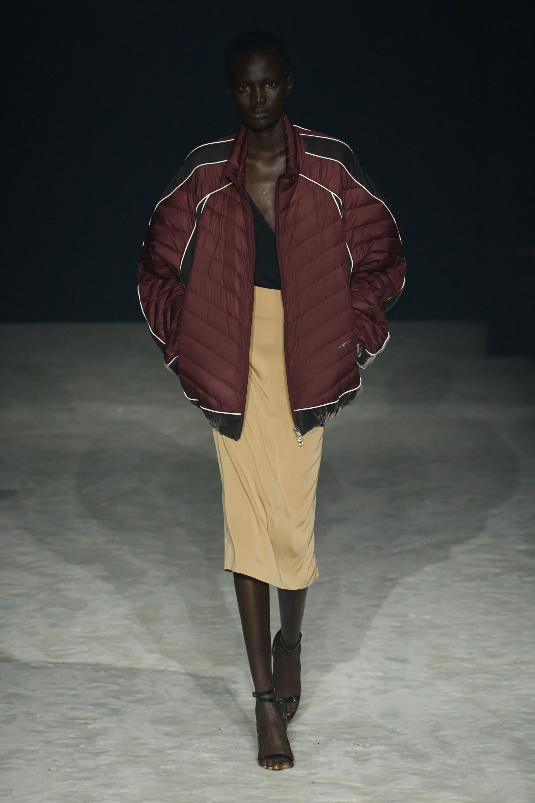 maroon oversized jacket with black top