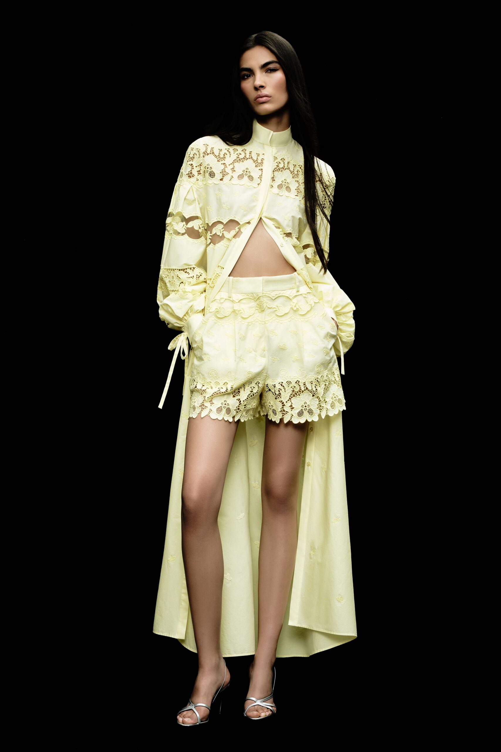 yellow cotton relaxed layered cape